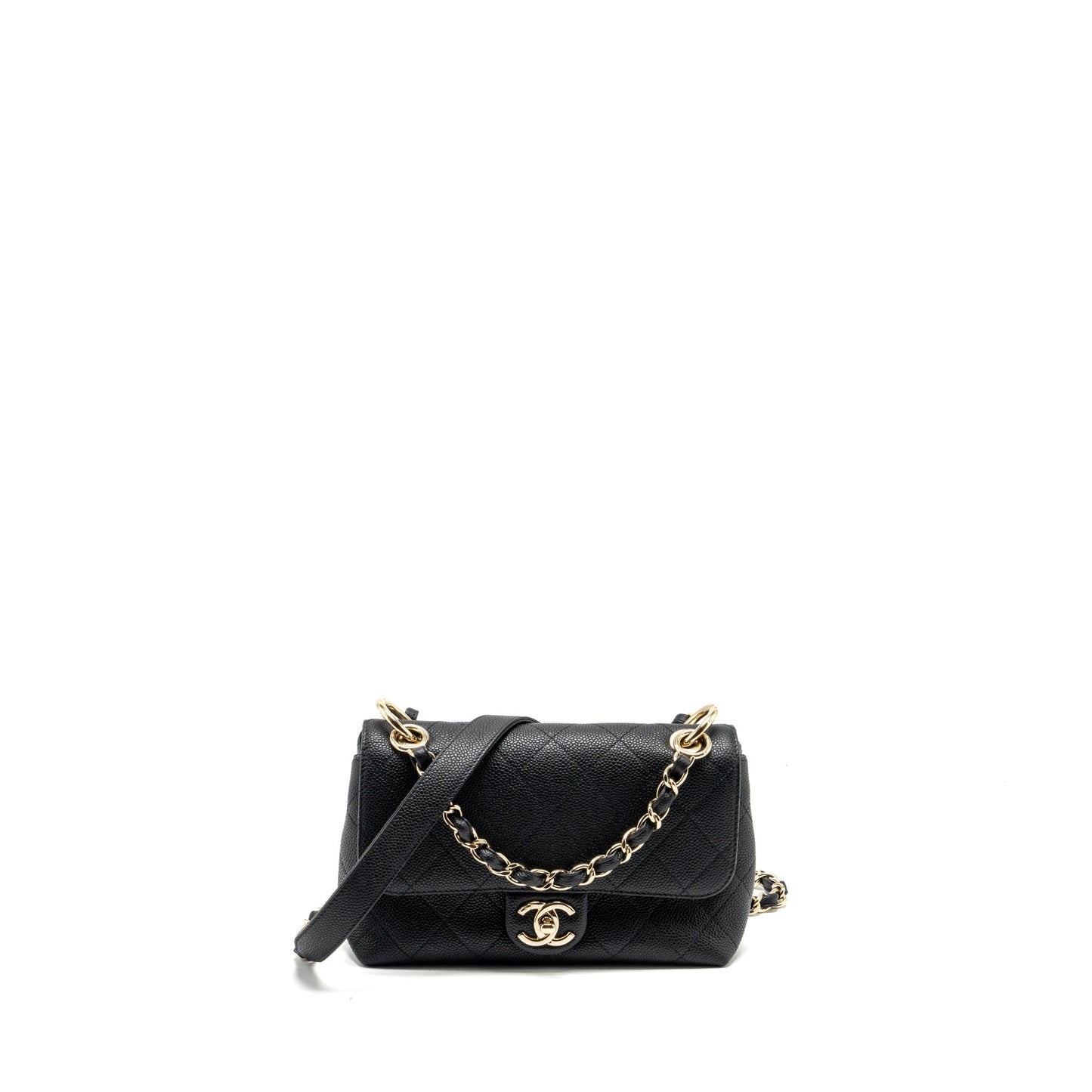 Chanel Chain Handle Flap Bag Quilted Calfskin Black L