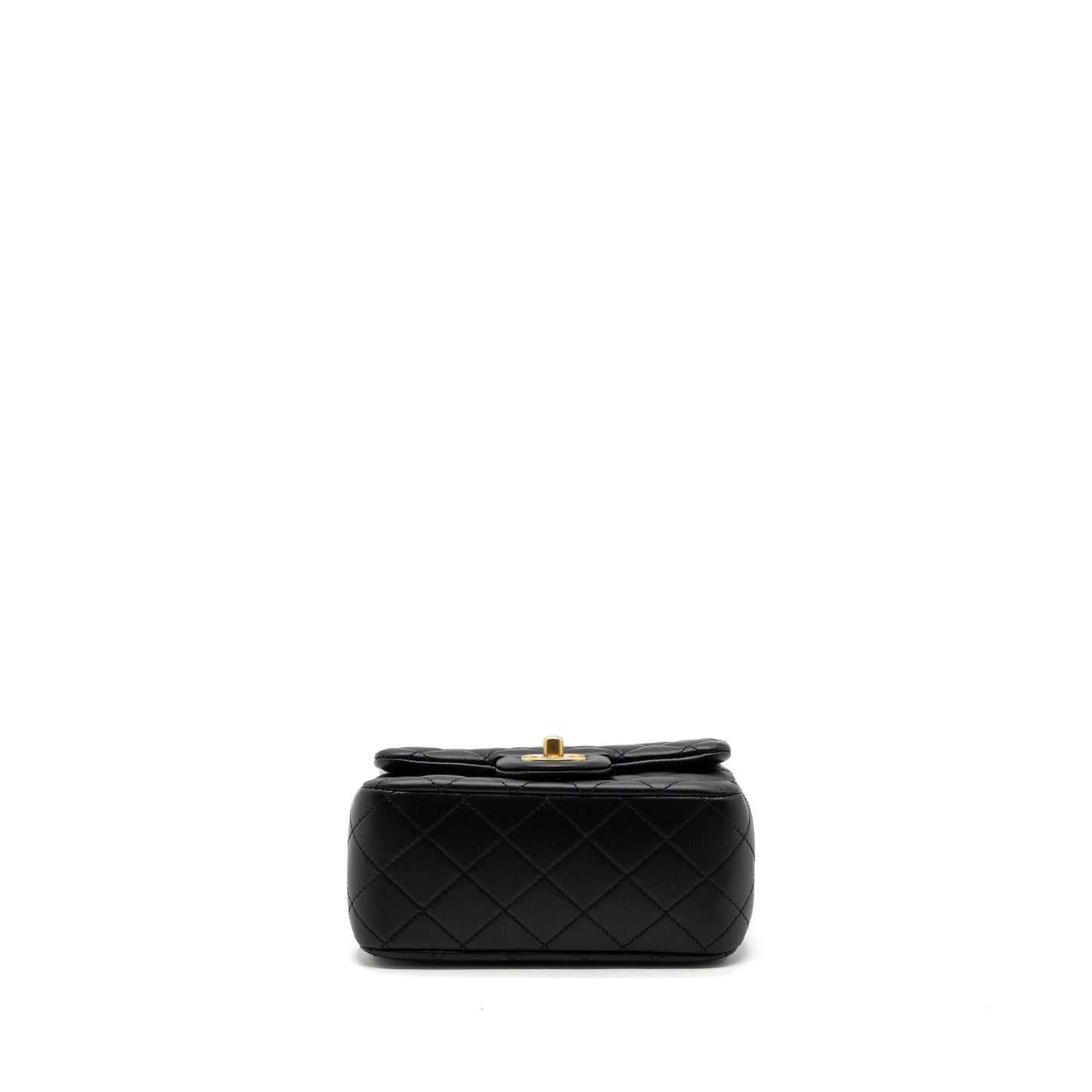 Chanel 23K pearl crush mini square flap bag lambskin black  (microchip)