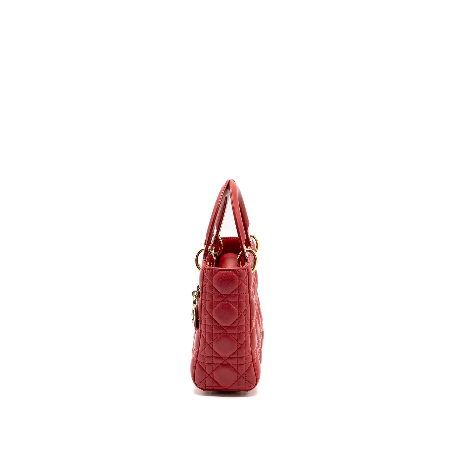 Dior small lady dior lambskin red with