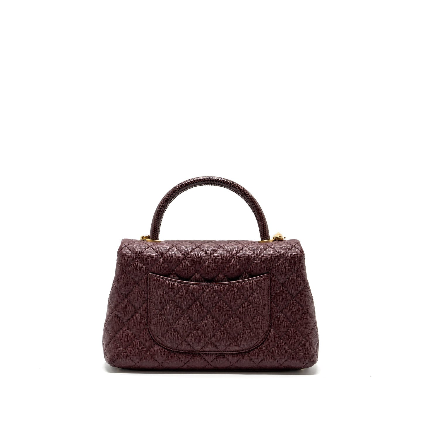 Chanel Medium Coco Handle With Lizard Handle Caviar Burgundy