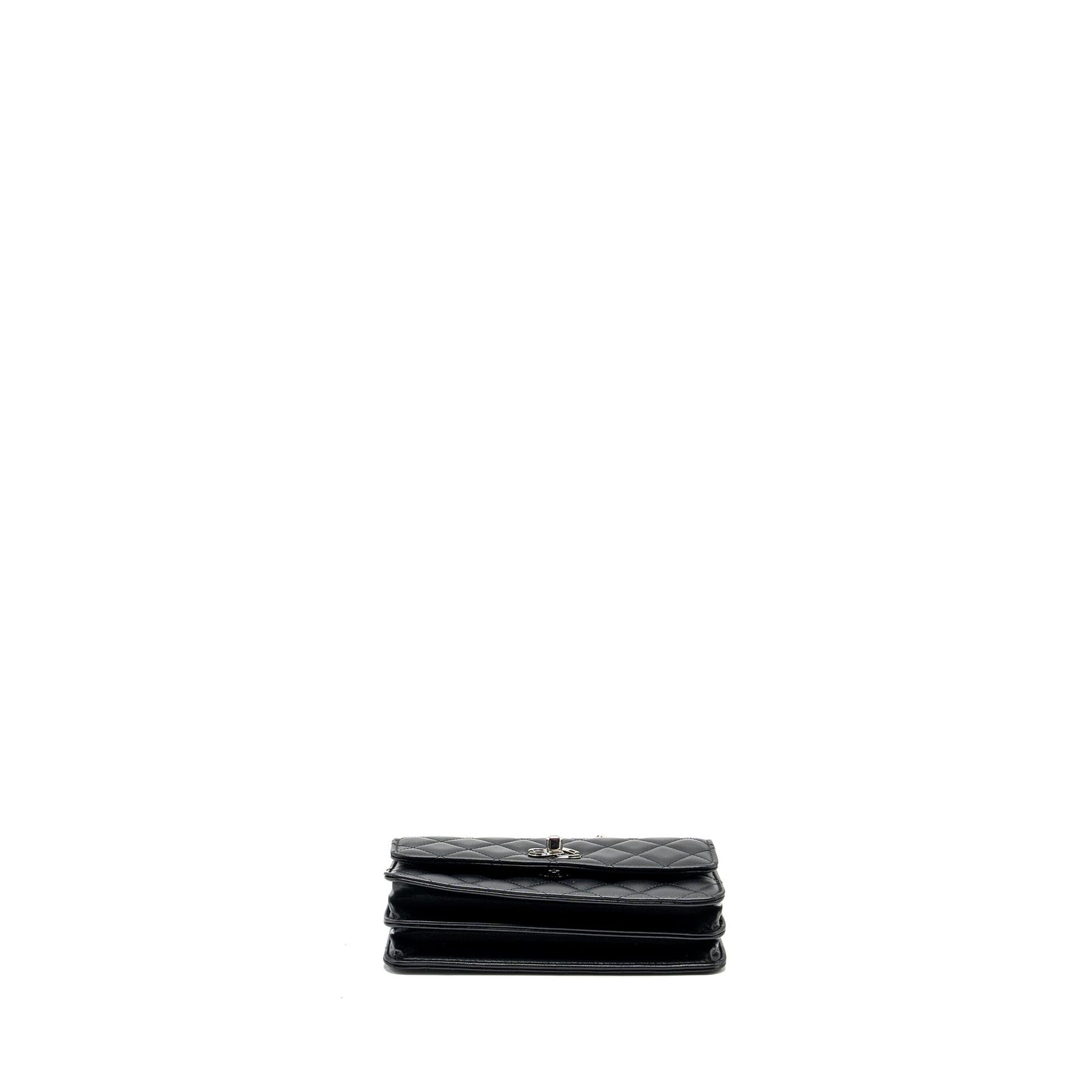 Chanel Top Handle Mini Wallet On Chain Flap Bag Lambskin Black  (Microchip)