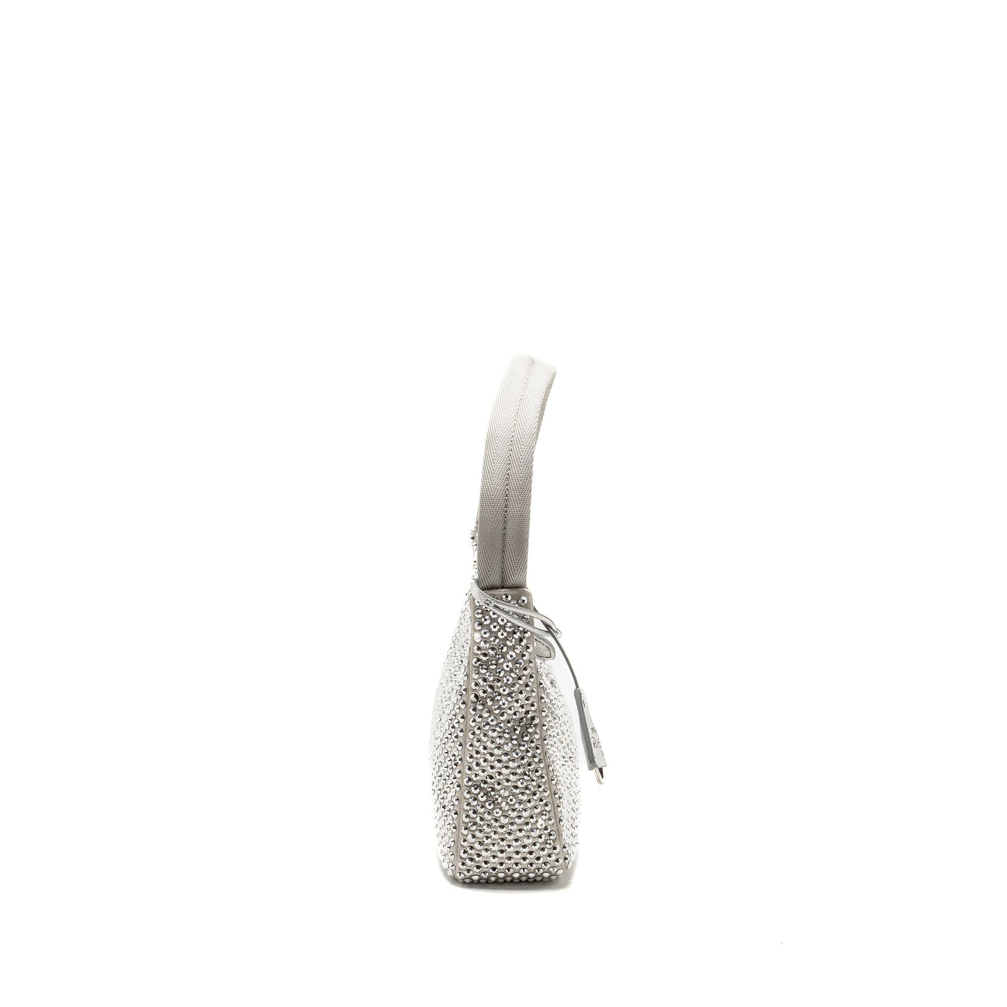 Prada Re-Edition Satin Crystal Mini Purse Silver
