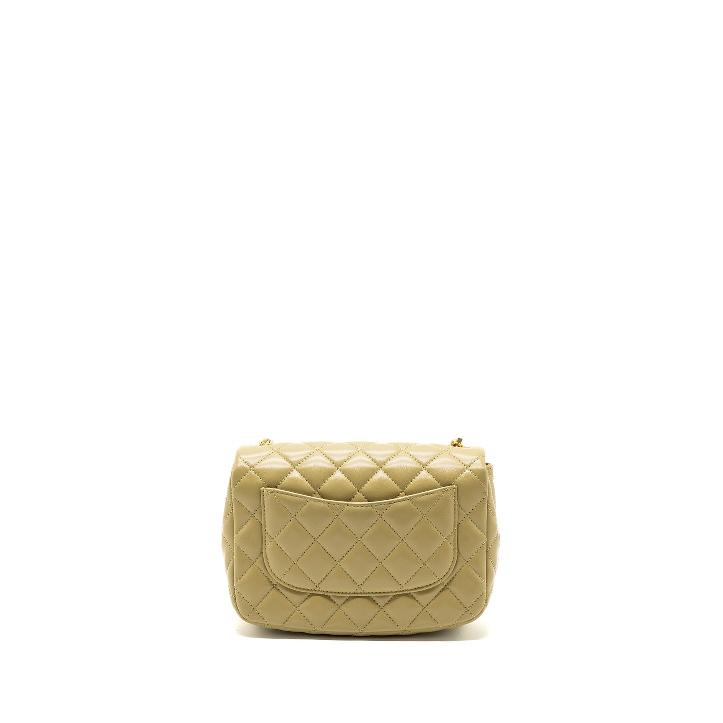 Chanel quilted flap bag with coco love chain lambskin khaki green (Microchip)