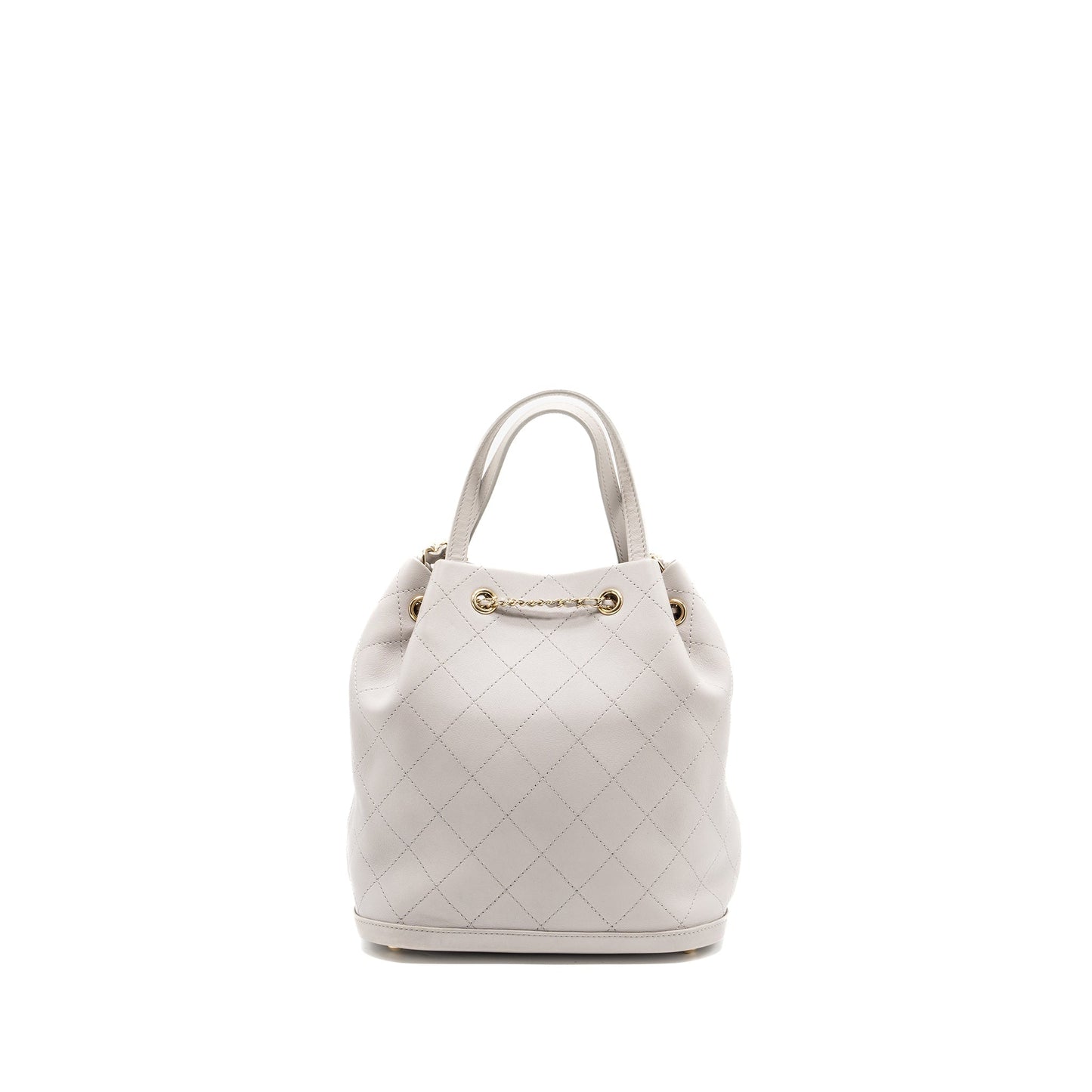 Chanel quilted bucket bag lambskin grey L