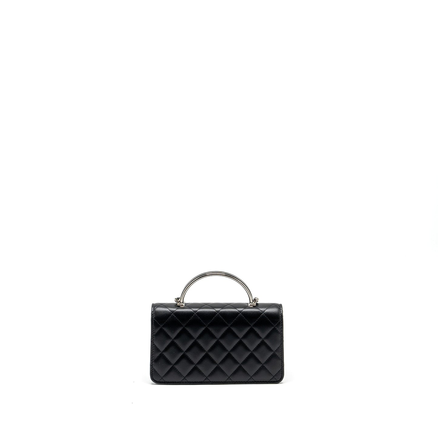 Chanel Top Handle Mini Wallet On Chain Flap Bag Lambskin Black  (Microchip)