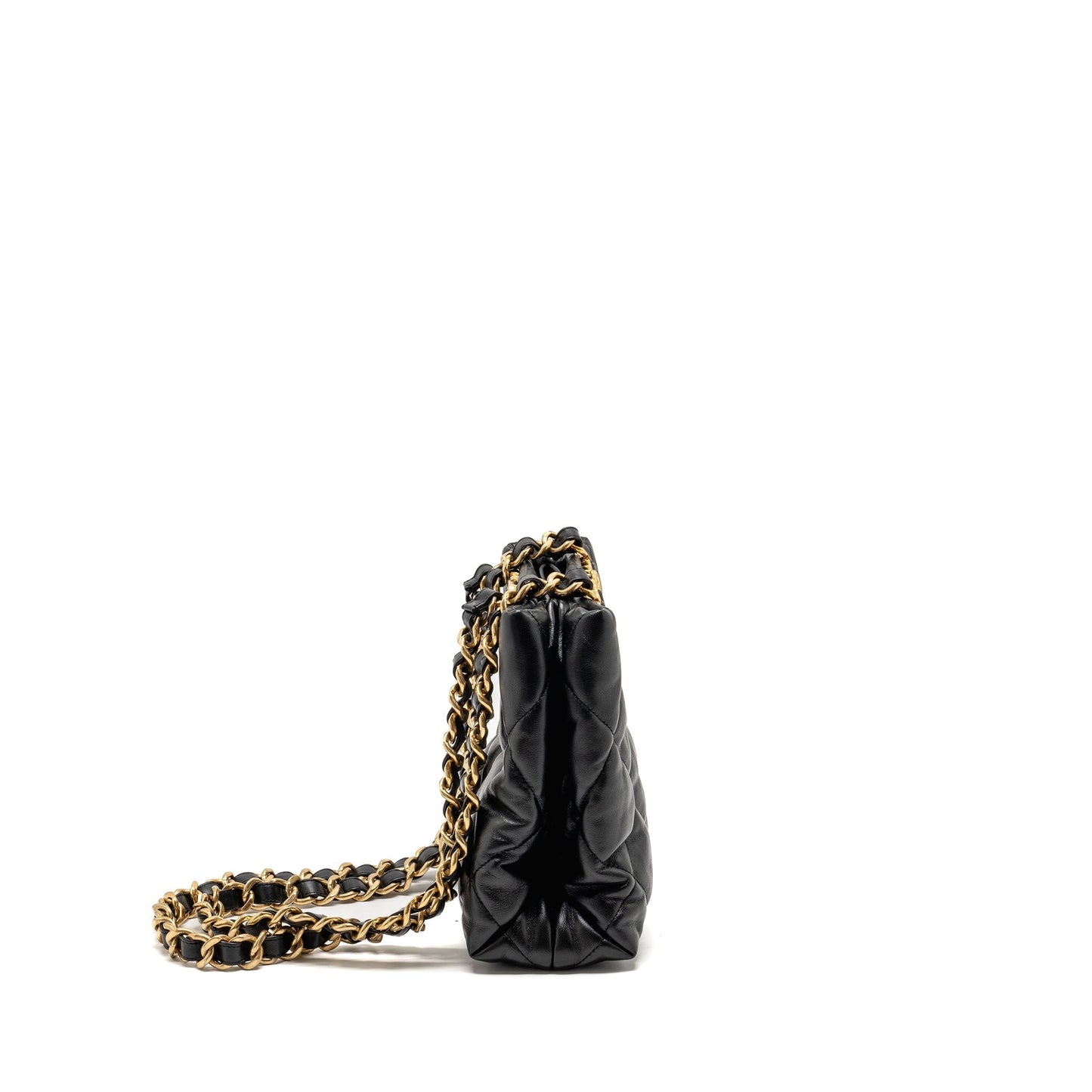 Chanel quilted double chain shoulder bag Lambskin black  (micochip)