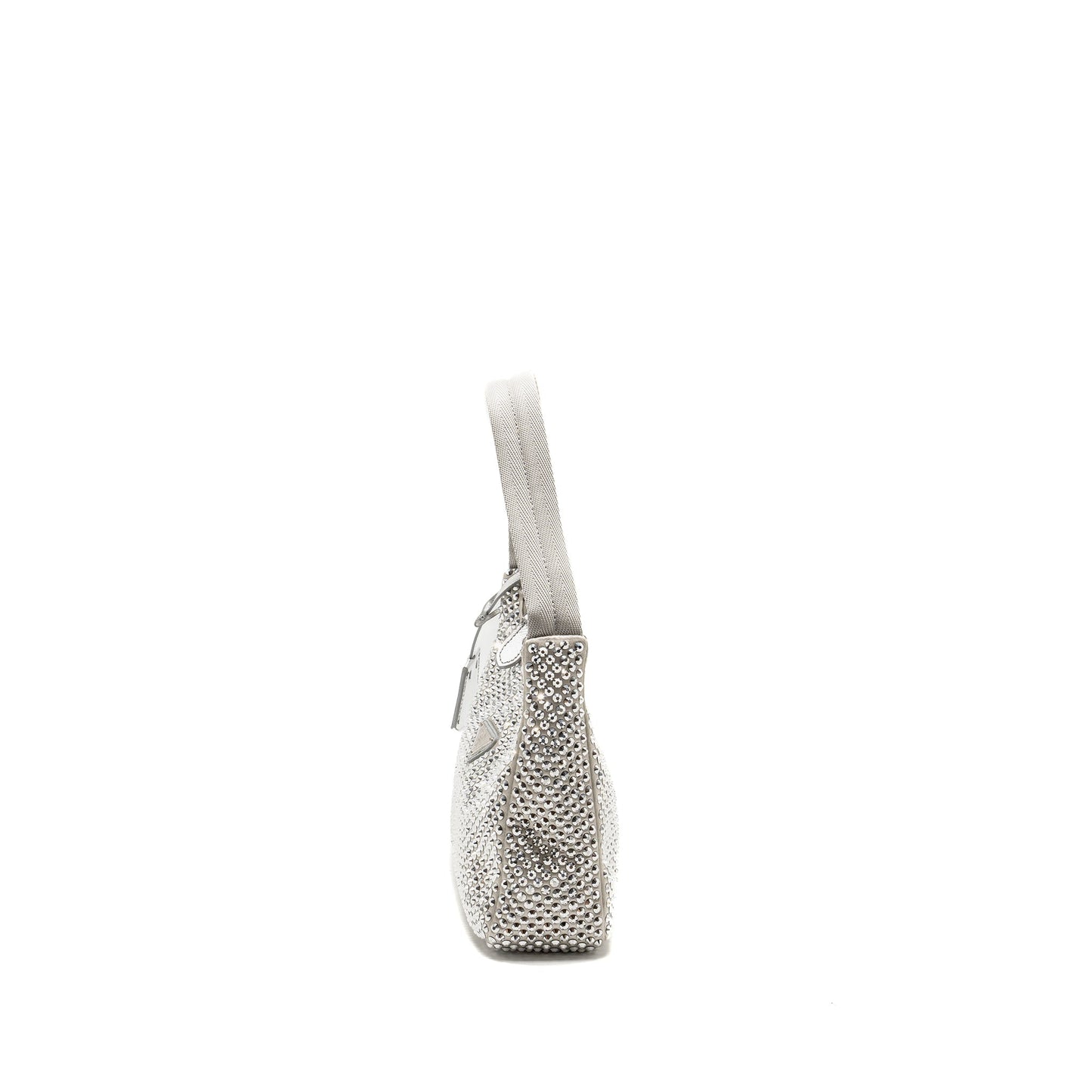 Prada Re-Edition Satin Crystal Mini Purse Silver