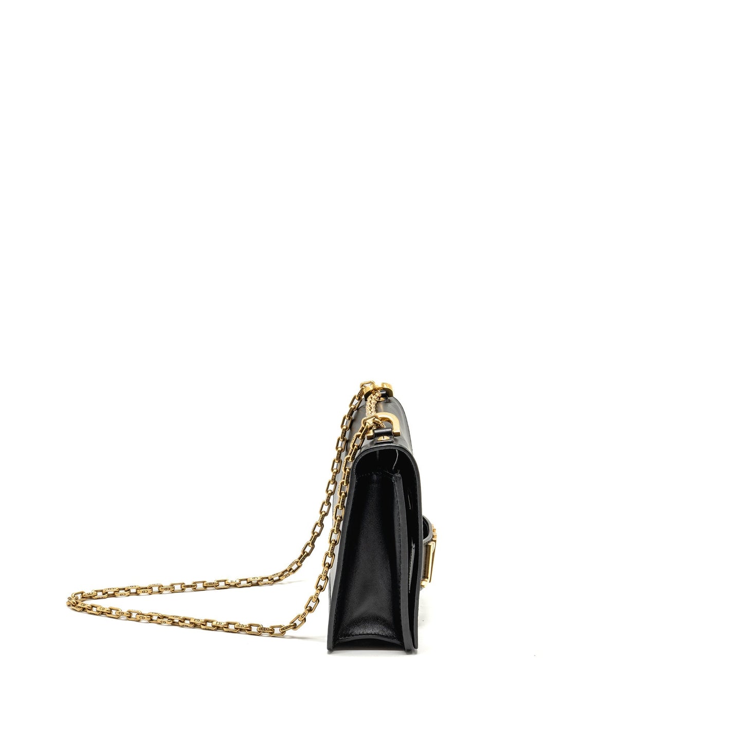 J'ADIOR Medium Flap Purse With Chain Leather Black