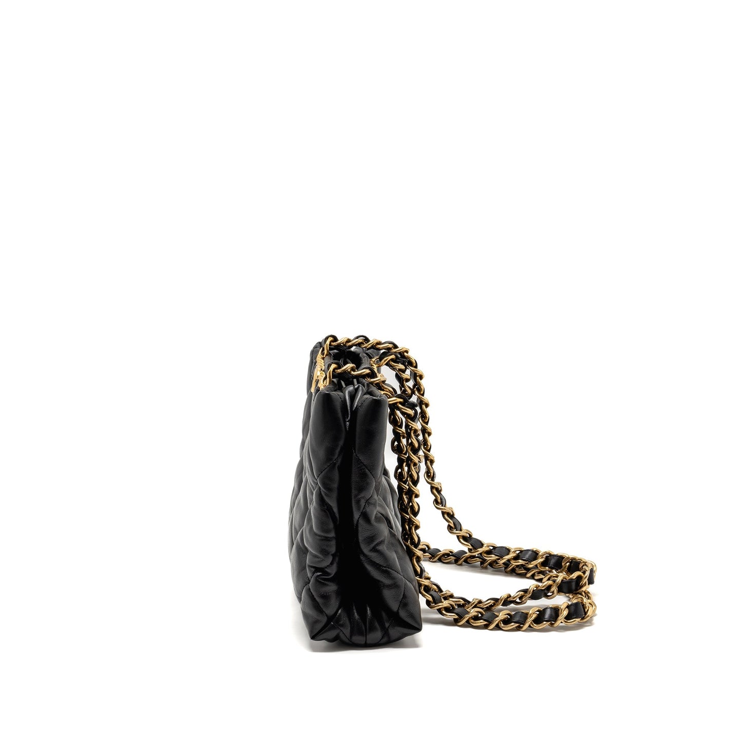 Chanel quilted double chain shoulder bag Lambskin black  (micochip)