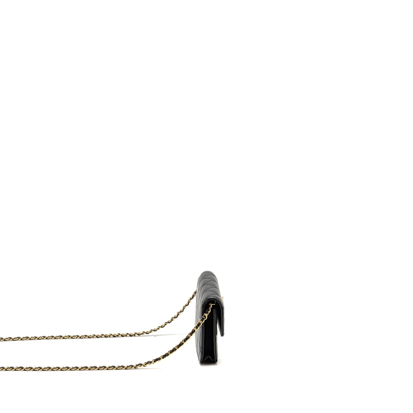 Chanel Zirconium Flap Clutch/Card Holder with Chain Lambskin Black