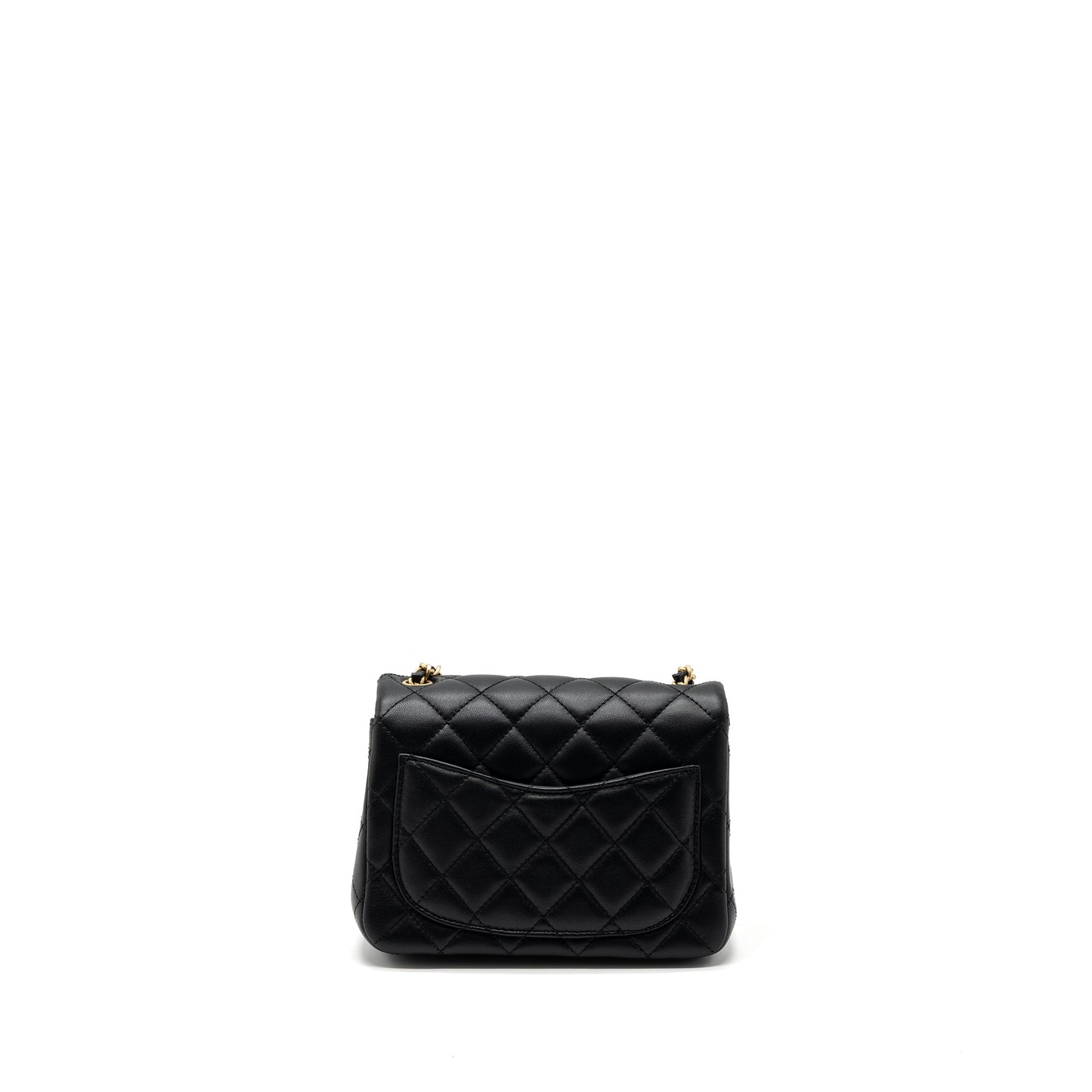Chanel 23K pearl crush mini square flap bag lambskin black  (microchip)