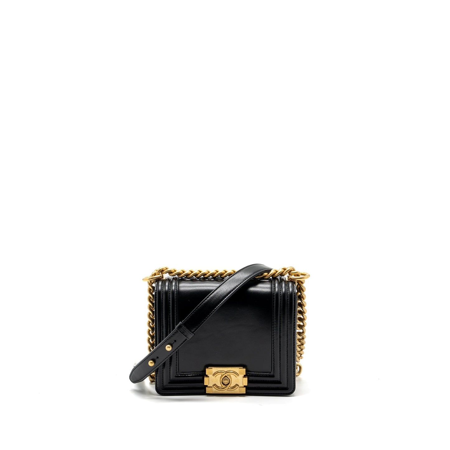 Chanel mini square boy bag limited edition calfskin black  (microchip)