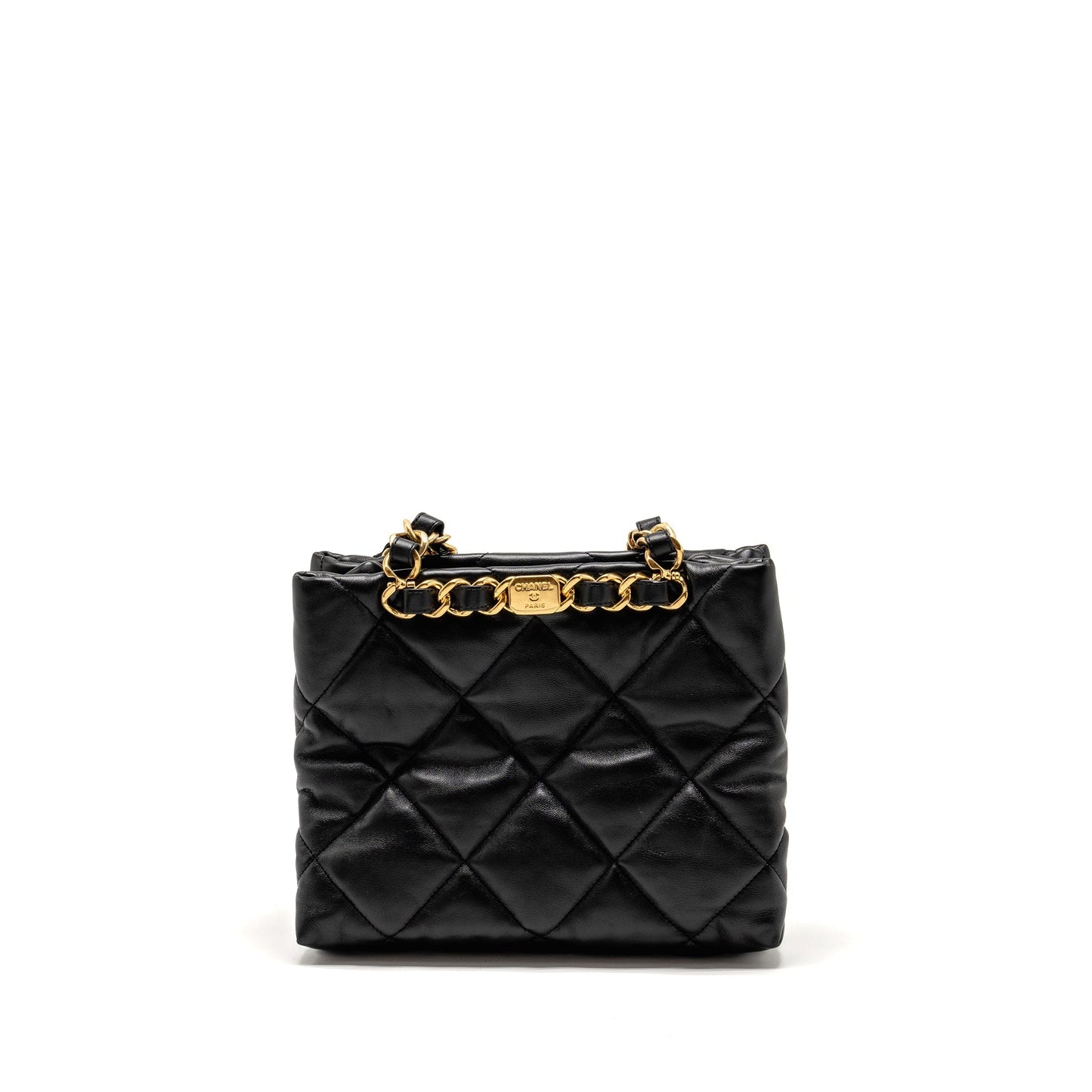 Chanel quilted double chain shoulder bag Lambskin black  (micochip)