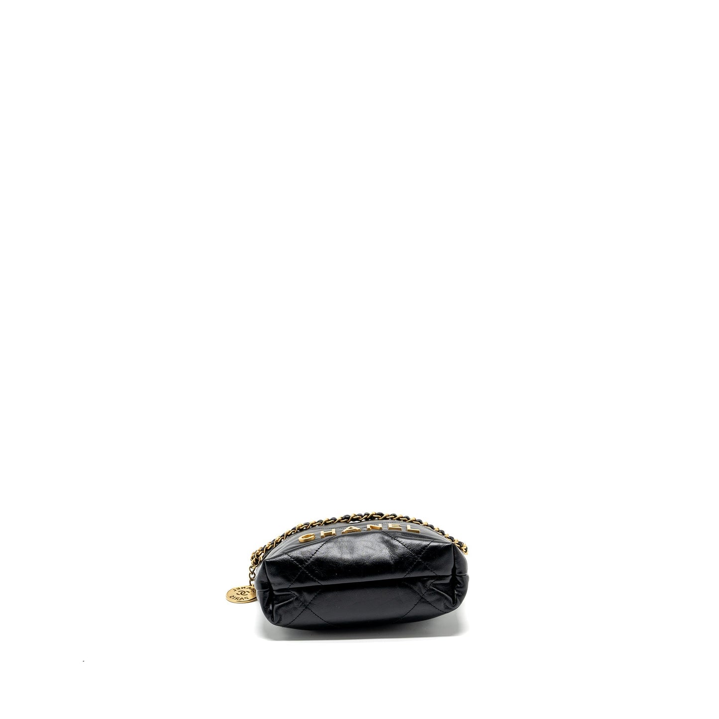 Chanel mini 22 bag shiny calfskin black  (microchip)