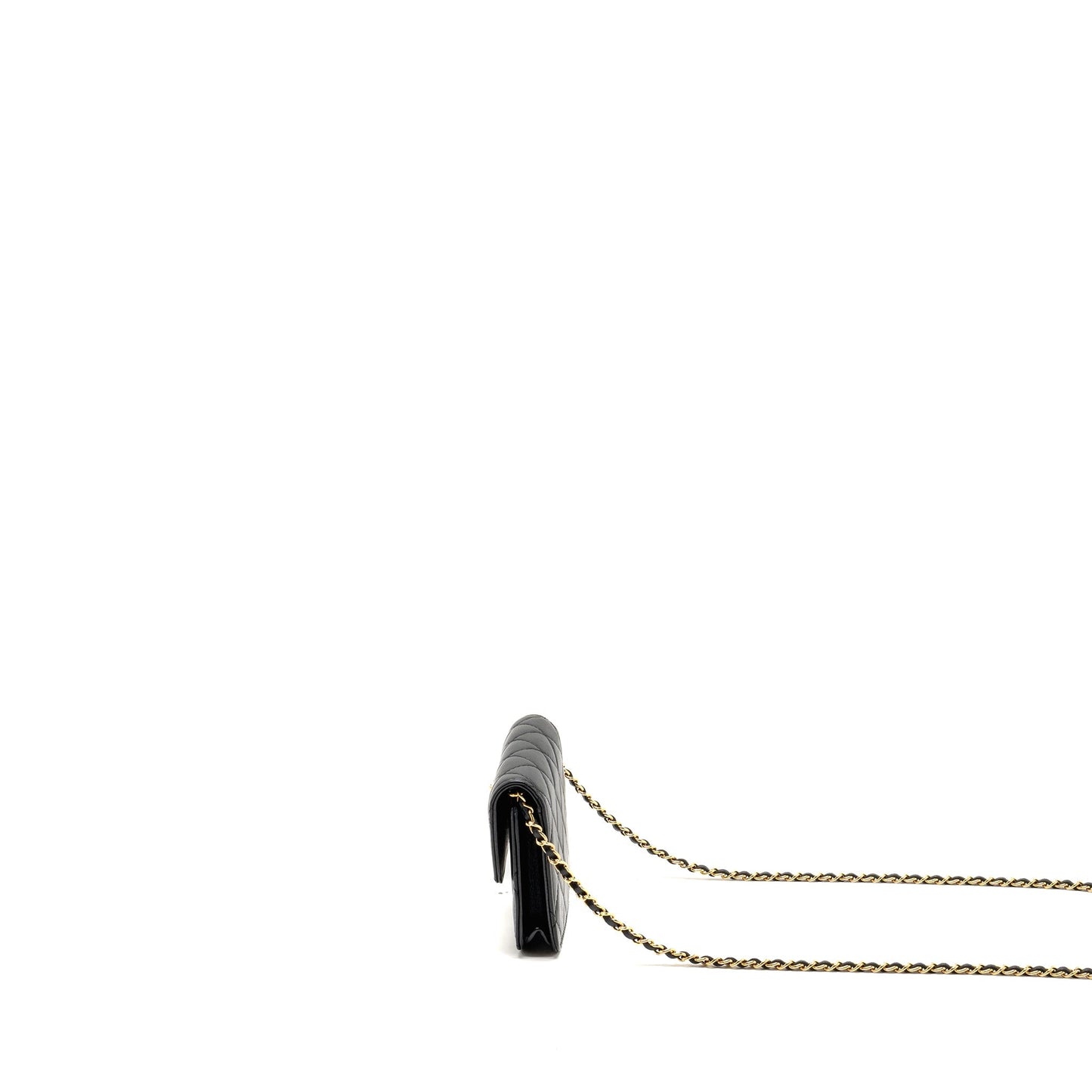 Chanel Zirconium Flap Clutch/Card Holder with Chain Lambskin Black