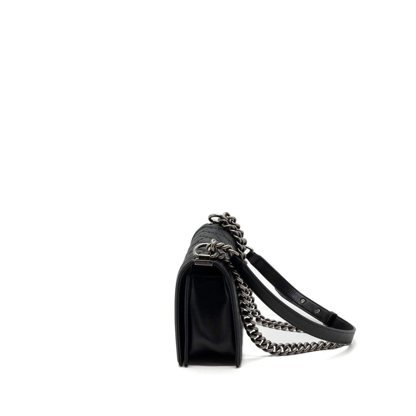 Chanel medium boy bag calfskin black ruthenium hardware