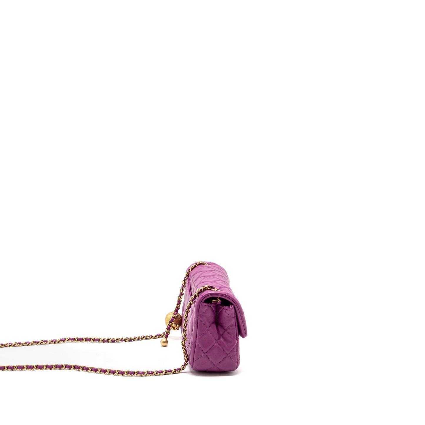 Chanel pearl crush mini rectangular flap bag lambskin purple
