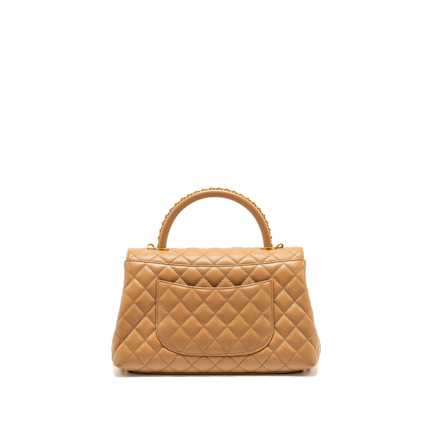 Chanel Medium Coco Handle Caviar Dark Beige  (microchip)
