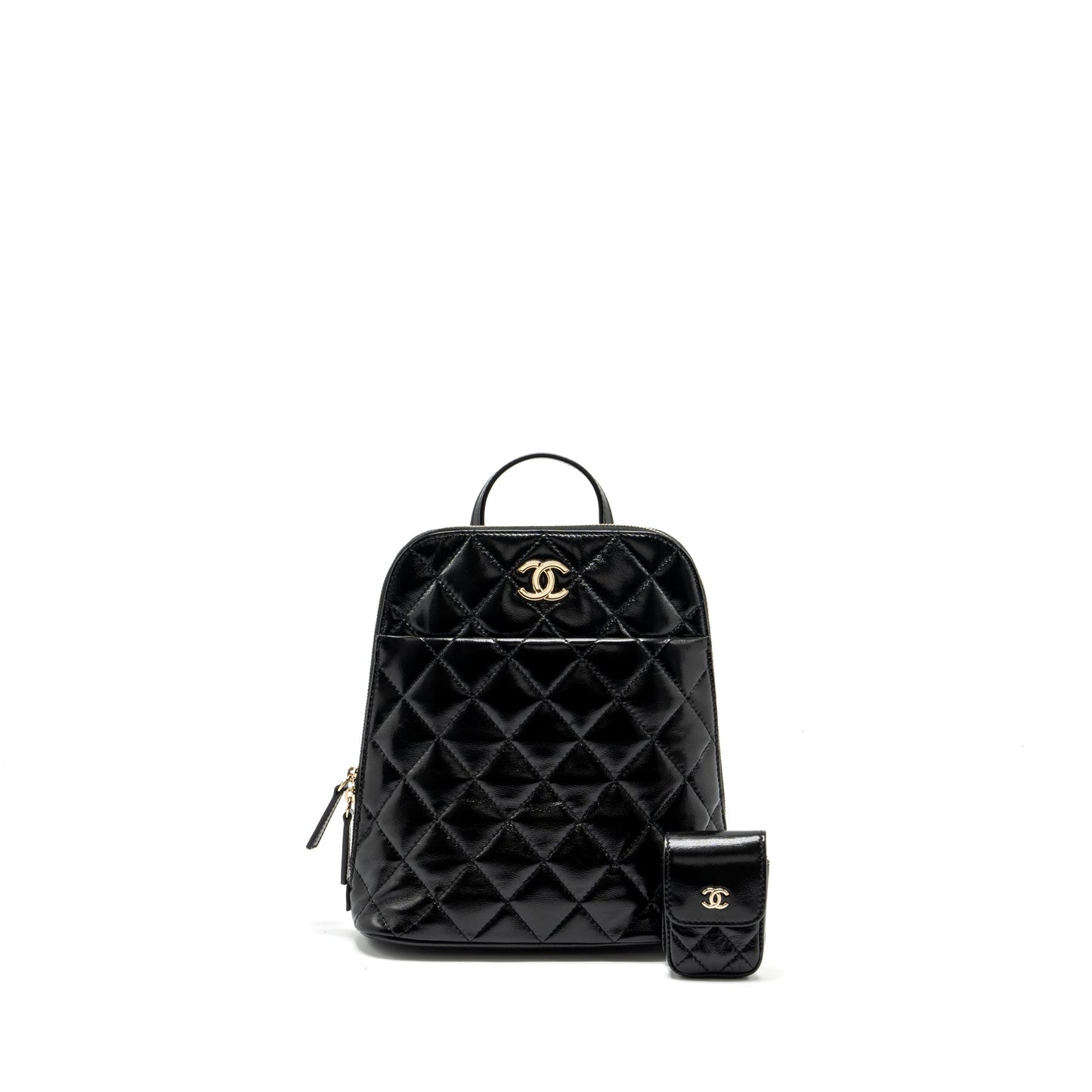 Chanel 22A Mini Backpack Patent Black L (microchip)