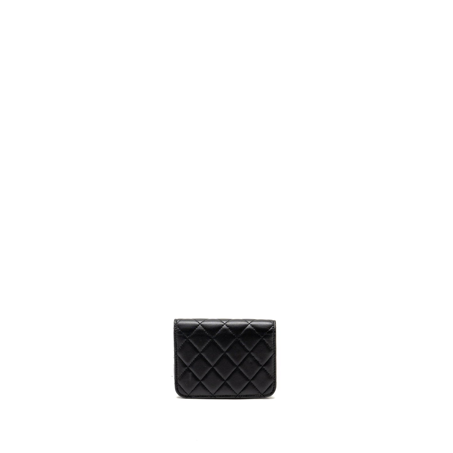 Chanel Zirconium Flap Clutch/Card Holder with Chain Lambskin Black