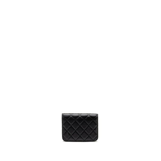 Chanel Zirconium Flap Clutch/Card Holder with Chain Lambskin Black