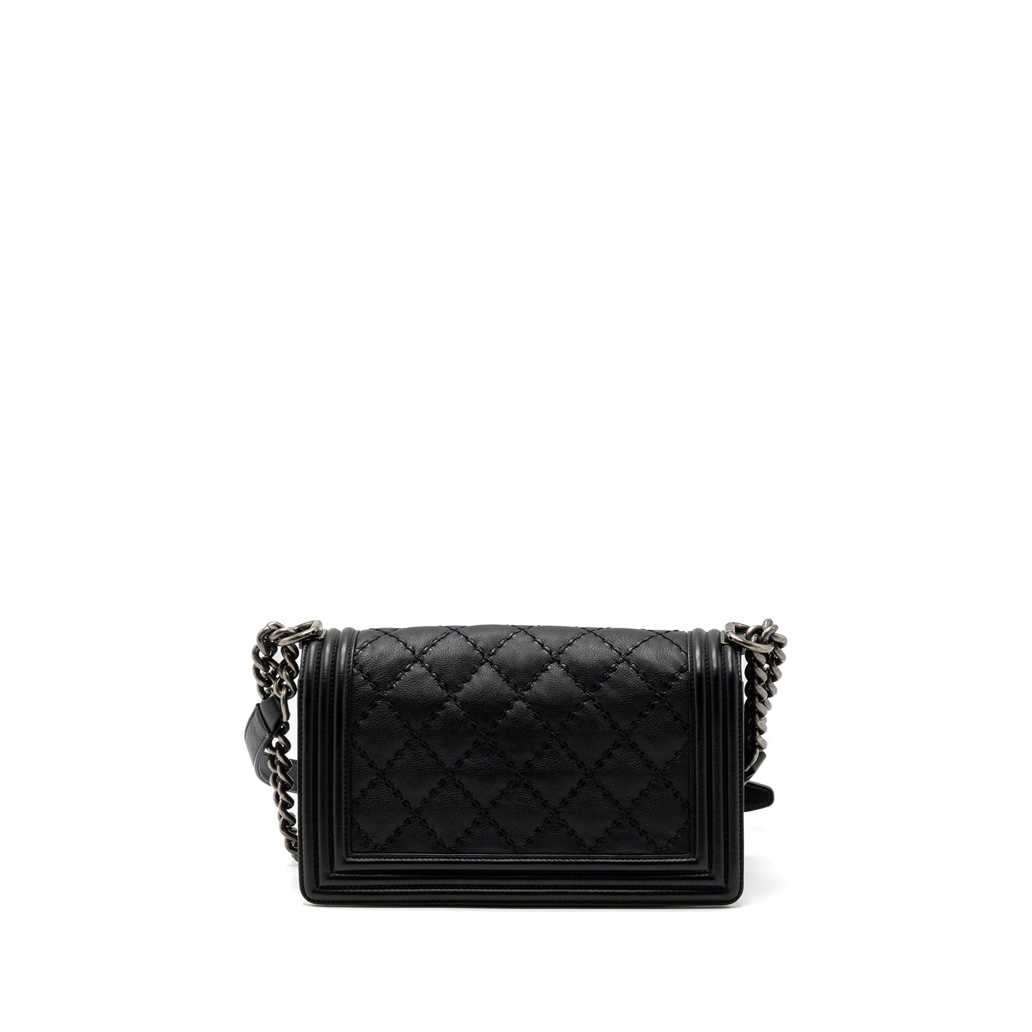 Chanel medium boy bag calfskin black ruthenium hardware