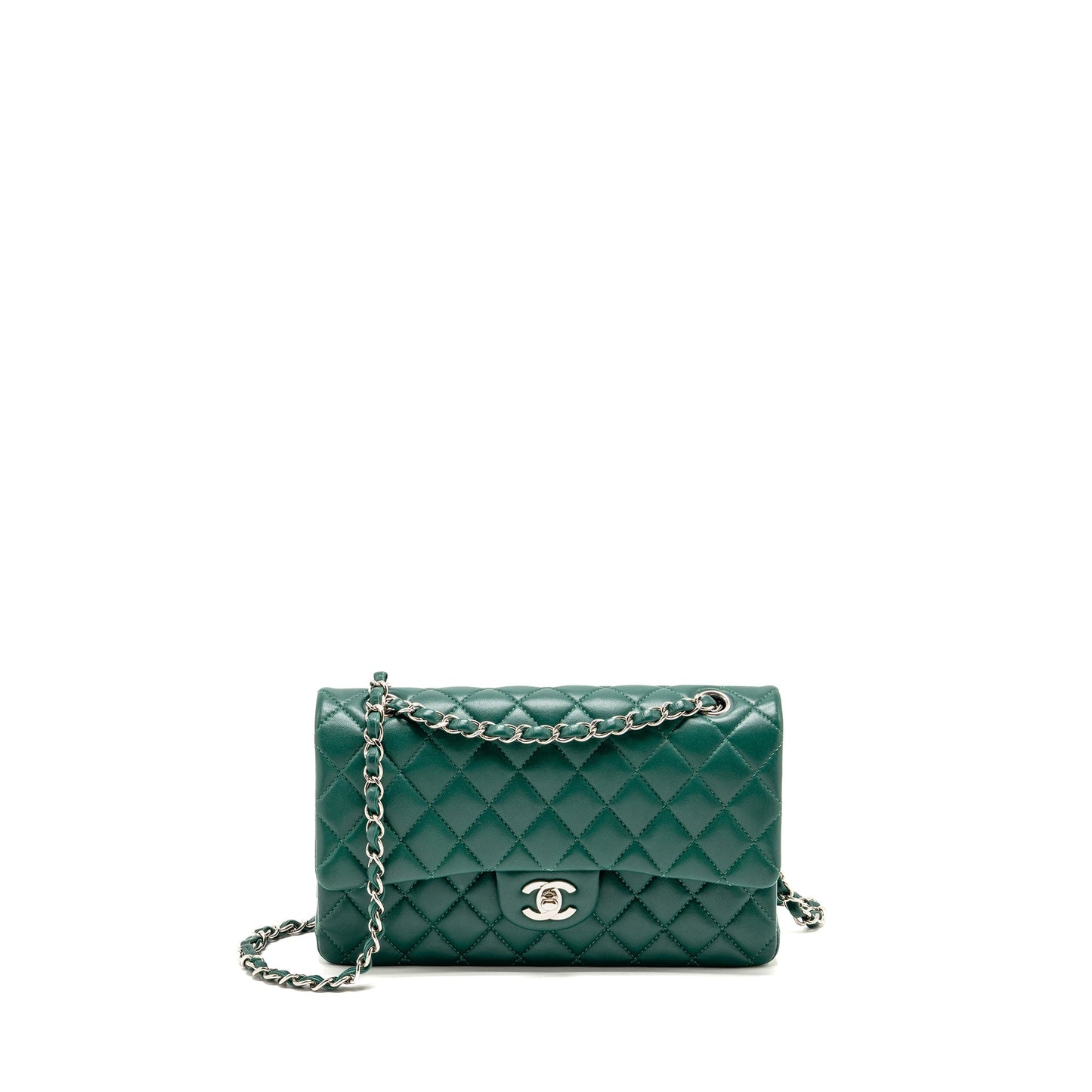 Chanel Medium Classic double flap bag lambskin green