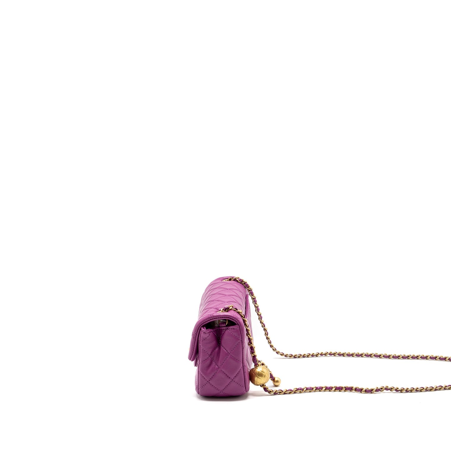 Chanel pearl crush mini rectangular flap bag lambskin purple