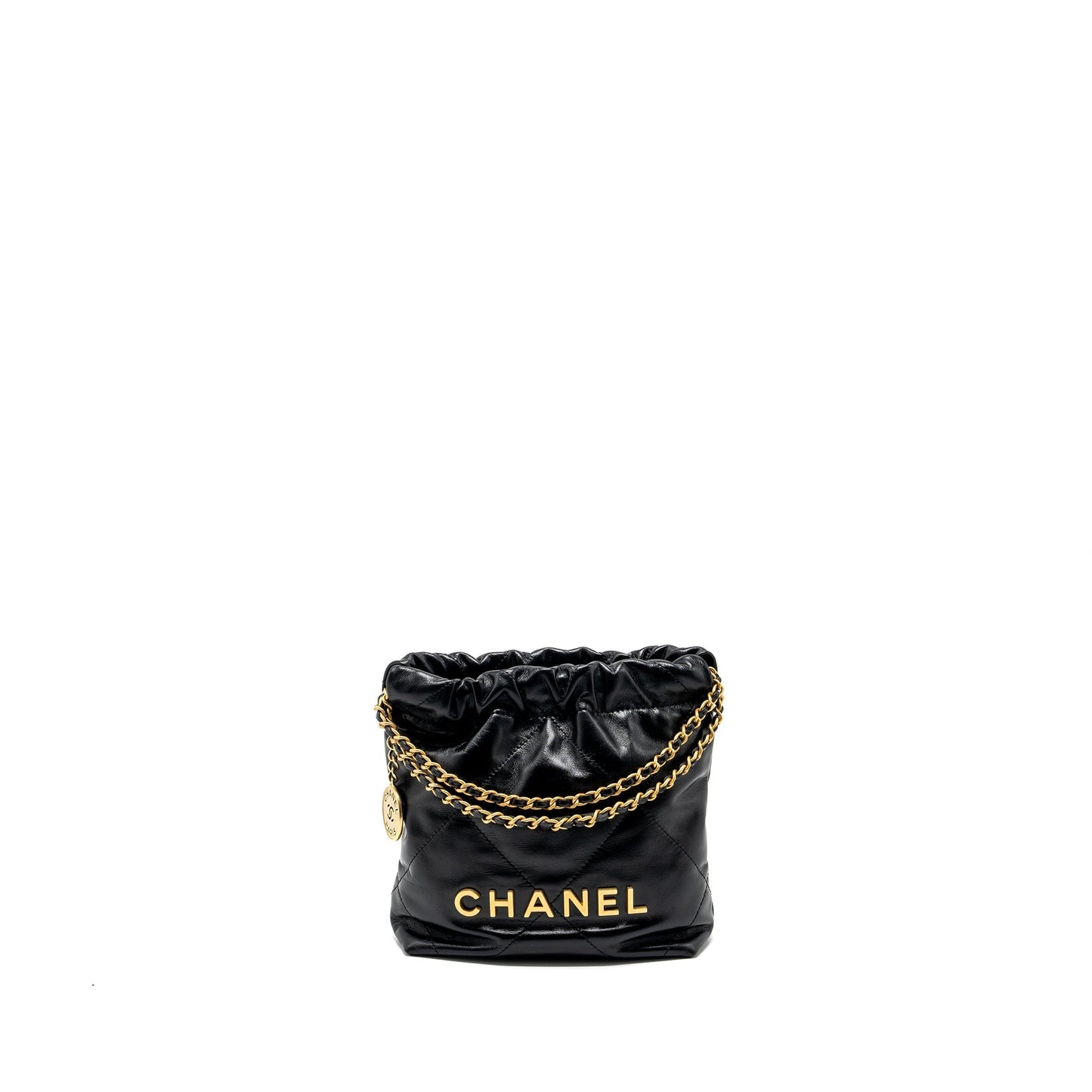 Chanel mini 22 bag shiny calfskin black  (microchip)