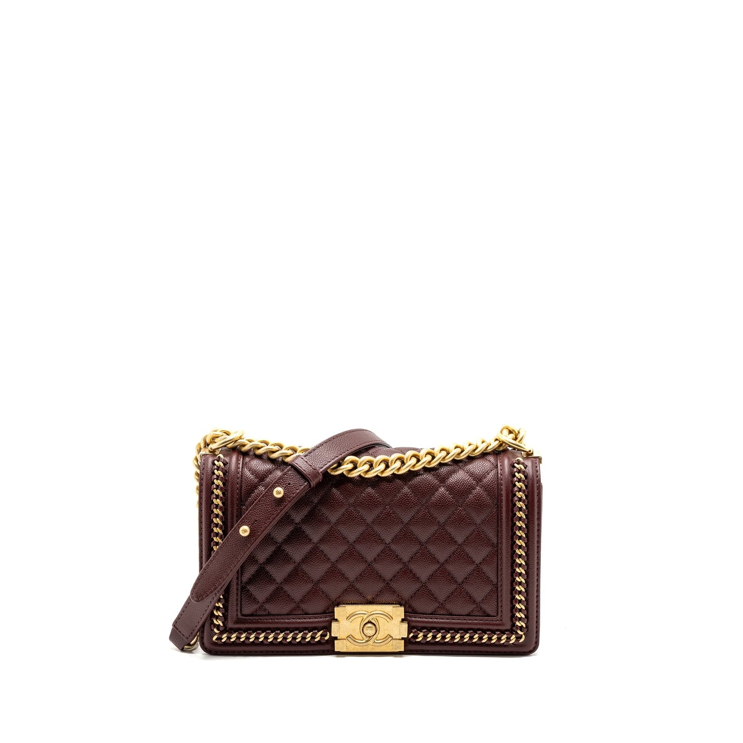 Chanel Medium Boy Bag Limited Edition Caviar Burgundy (microchip)