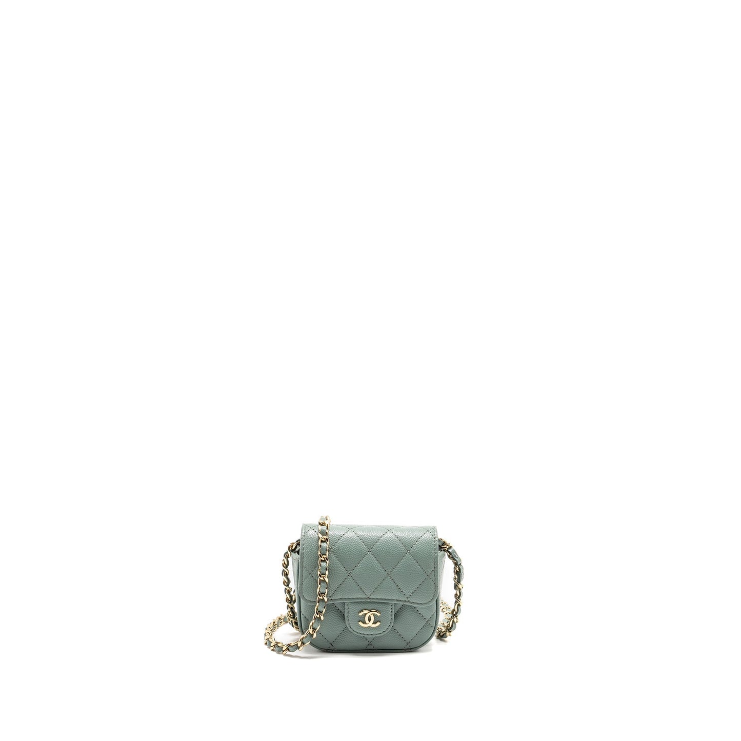 Chanel Mini Flap Vanity With Chain Caviar Light Green L