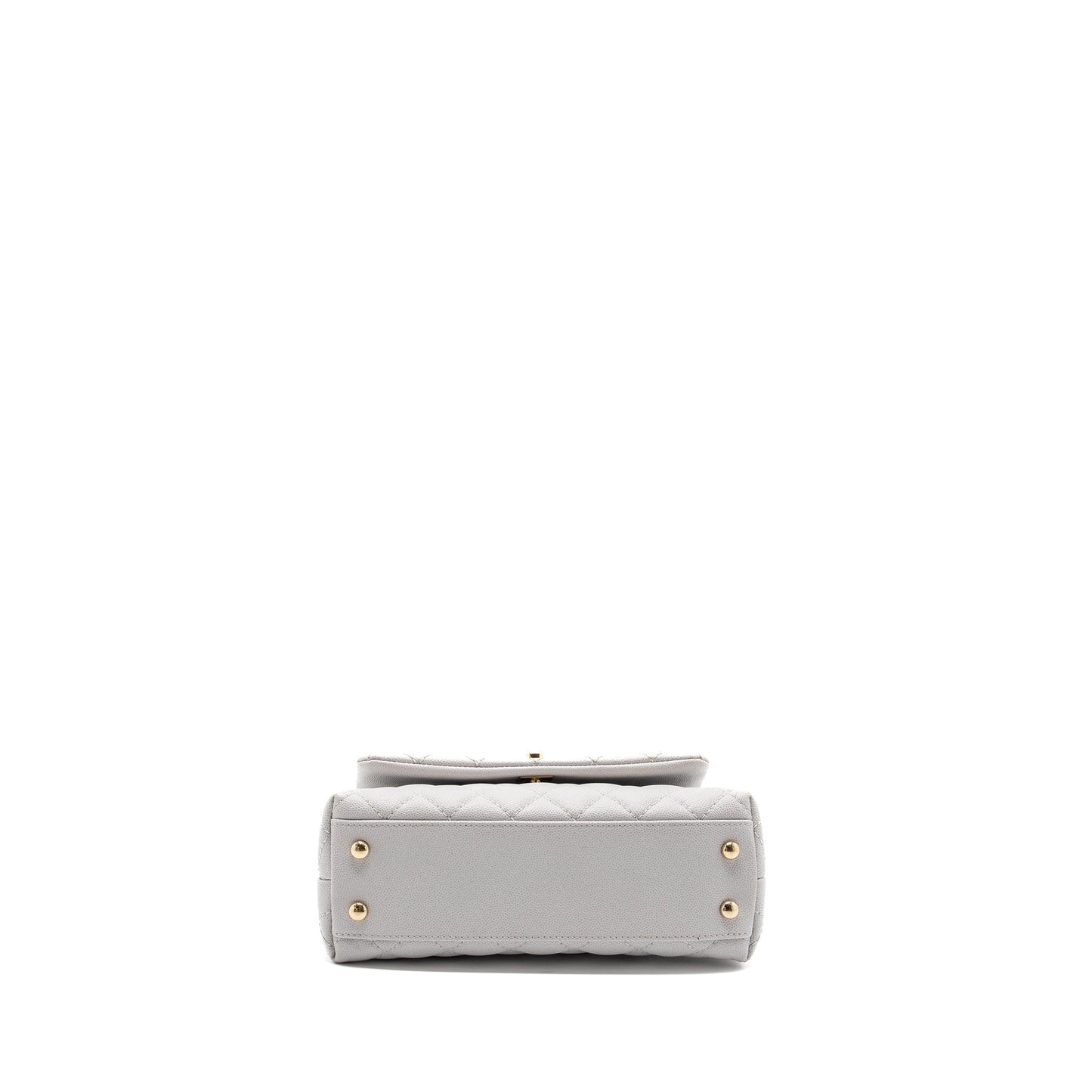 Chanel small coco handle caviar light grey L