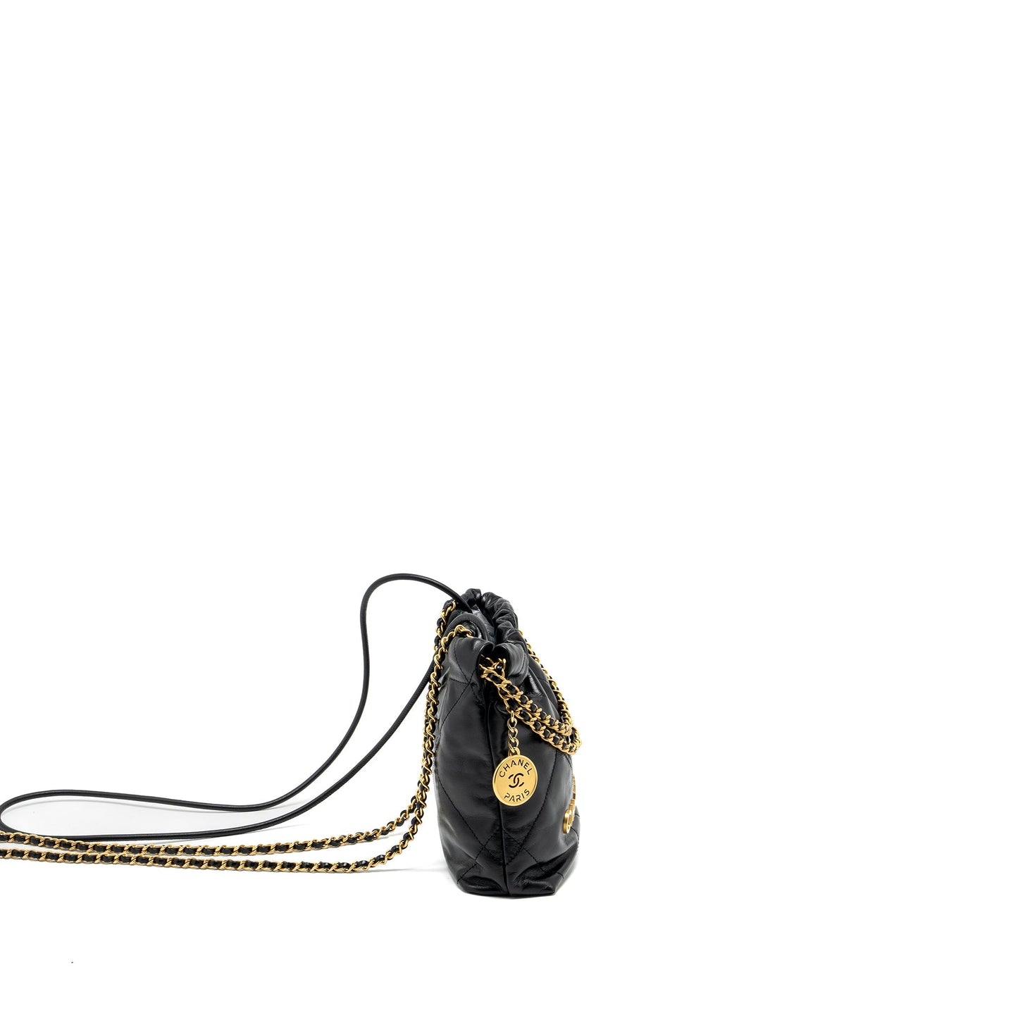 Chanel mini 22 bag shiny calfskin black  (microchip)