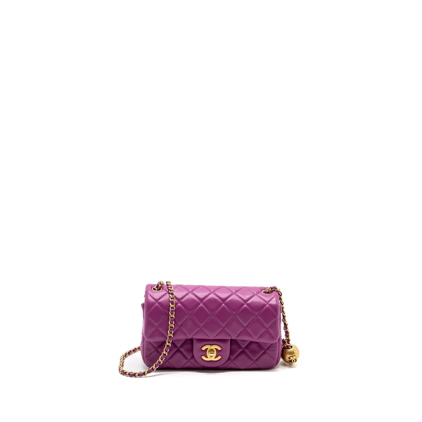 Chanel pearl crush mini rectangular flap bag lambskin purple