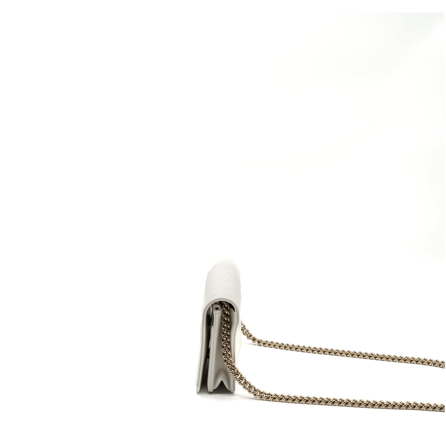 CHANEL BOY WALLET ON CHAIN CAVIAR WHITE L (Microchip)
