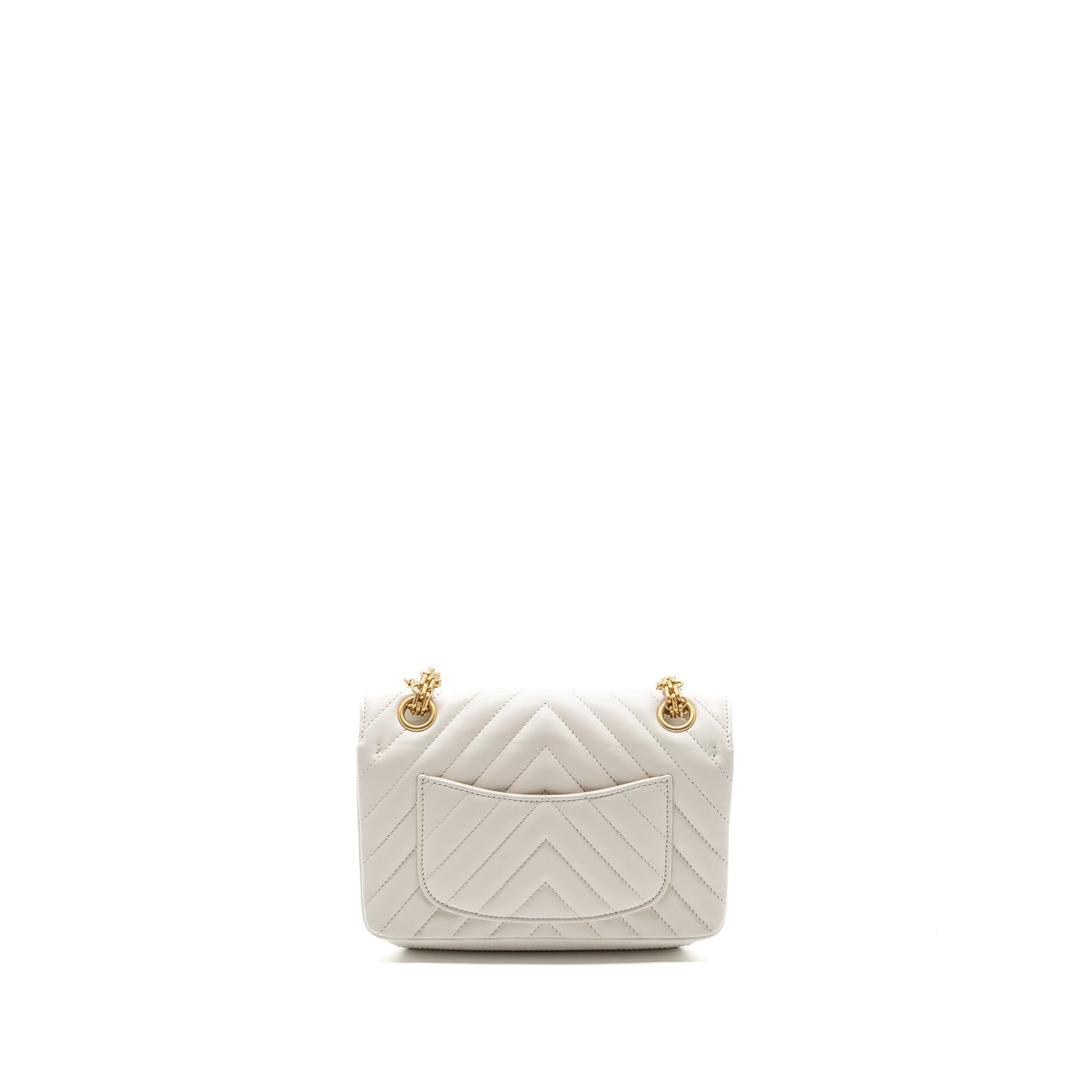 Chanel mini chevron 2.55 reissue flap bag calfskin white  (microchip)