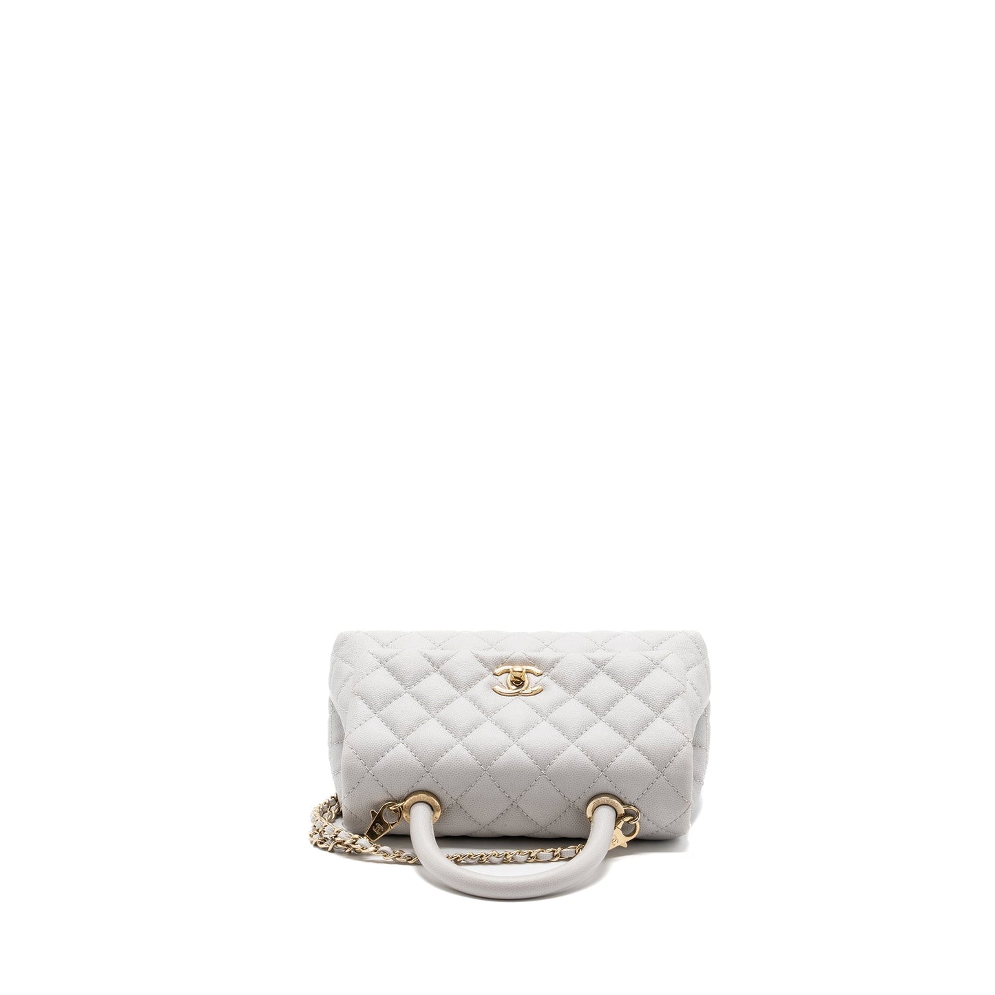Chanel small coco handle caviar light grey L