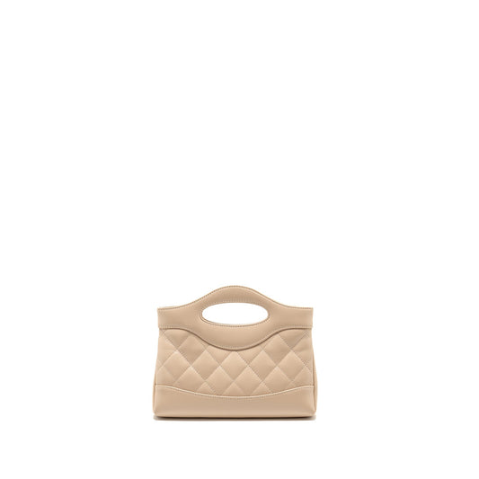Chanel Mini 31 clutch with chain shiny lambskin light beige L ( microchip)