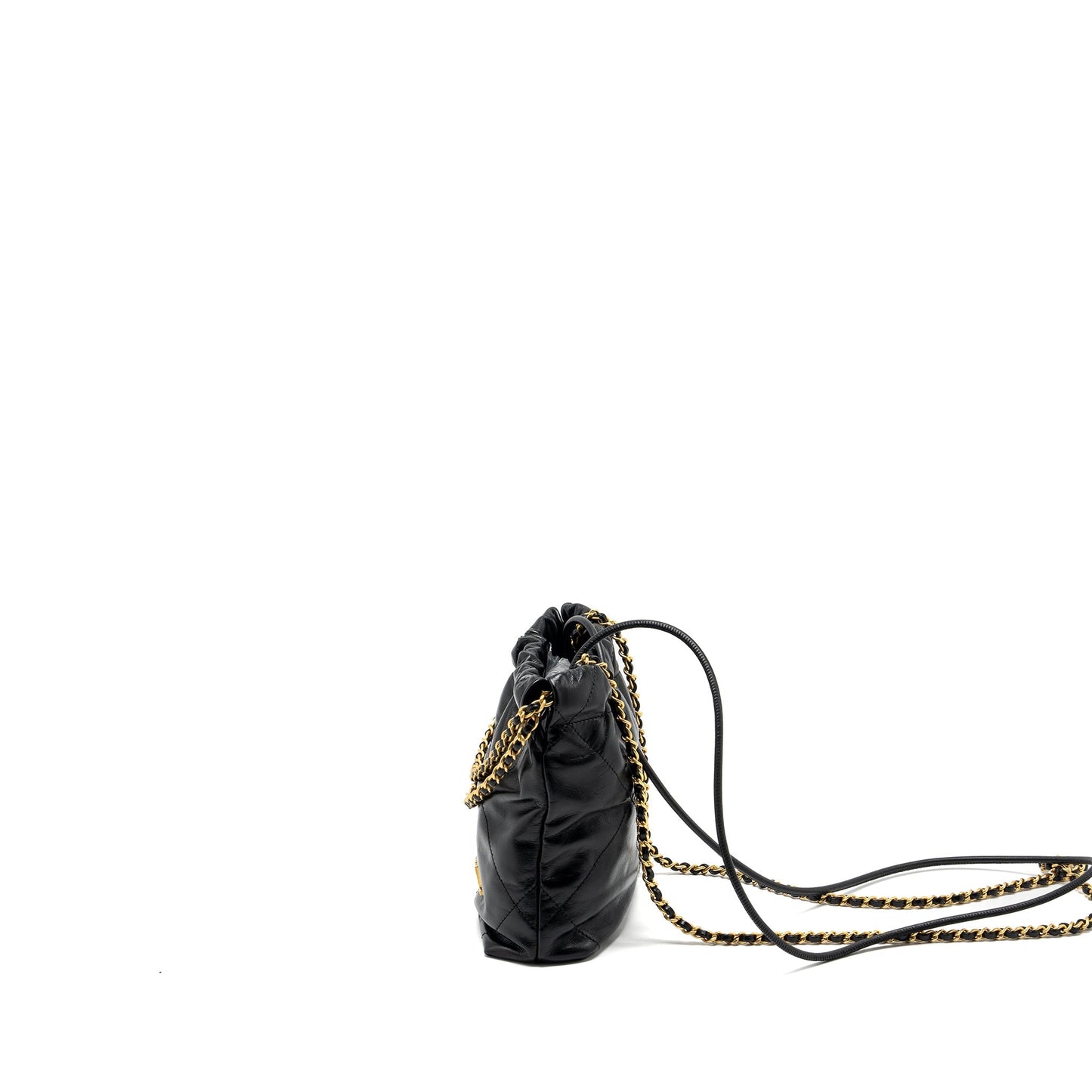 Chanel mini 22 bag shiny calfskin black  (microchip)