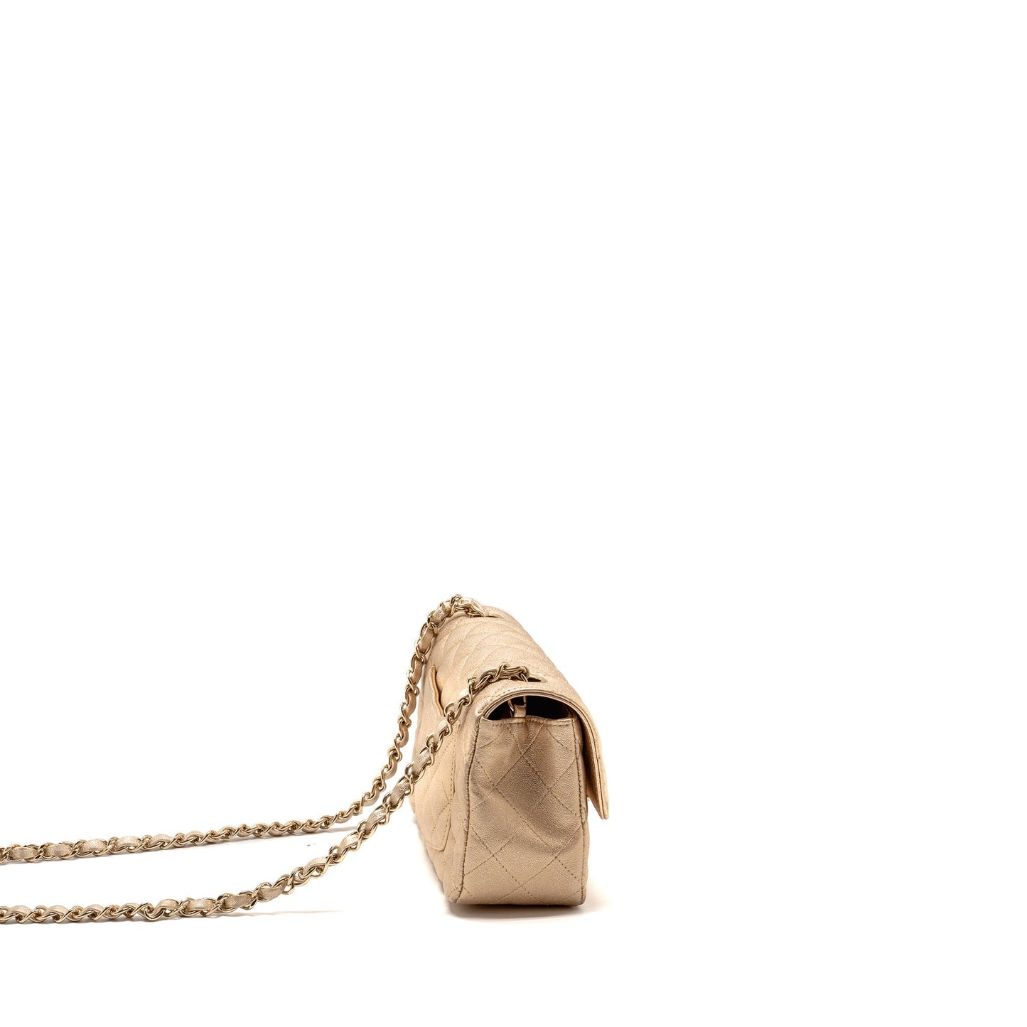Chanel Mini Rectangular flap bag lambskin metallic gold L