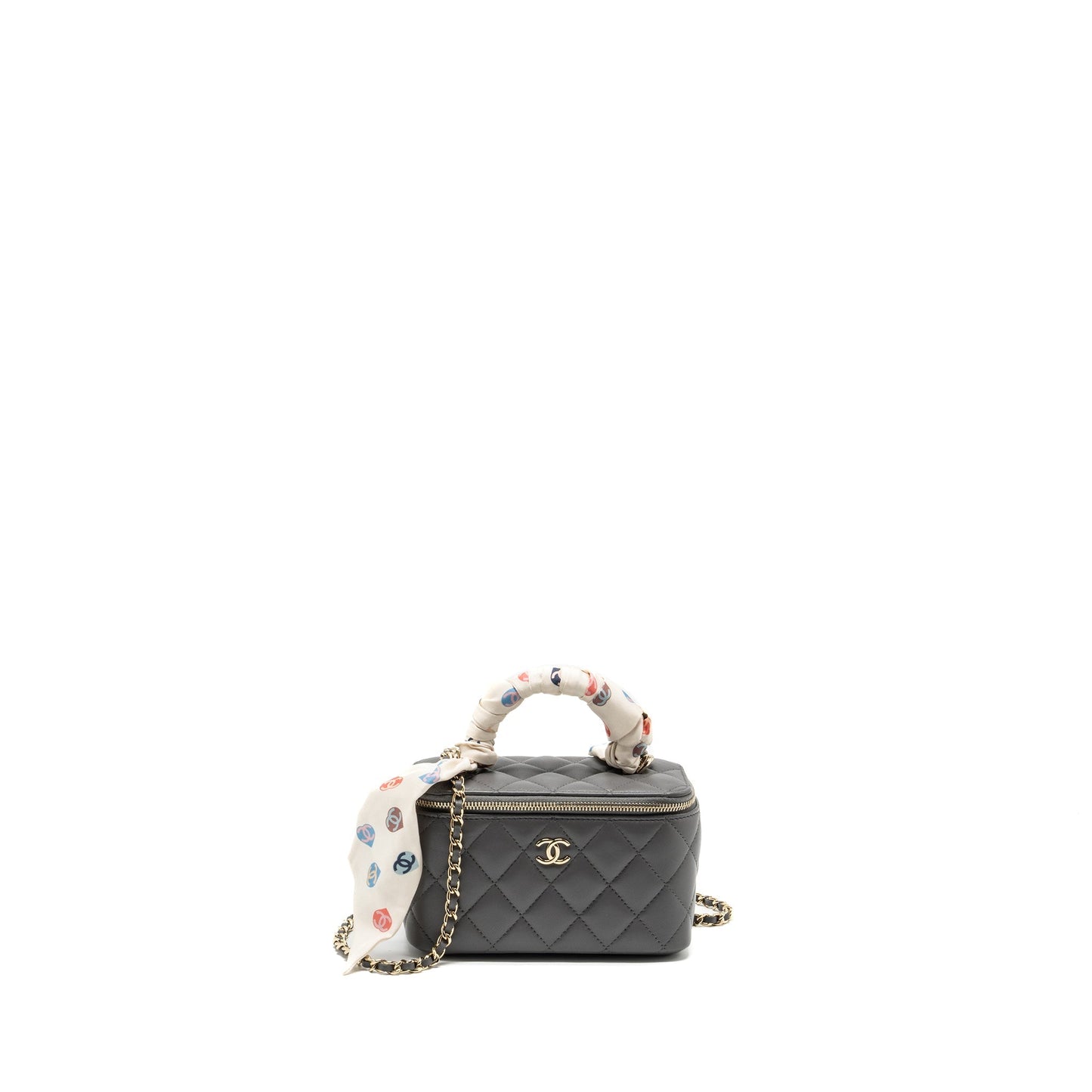 Chanel long vanity case lambskin grey L (microchip)