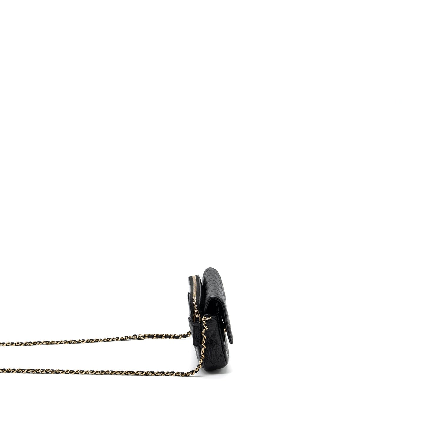 chanel double pocket wallet on chain caviar black L (microchip)