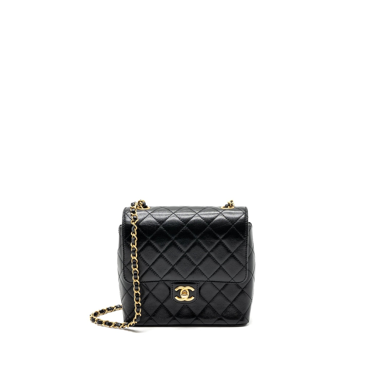 Chanel 22K retro new square large flap bag goatskin black  (microchip)
