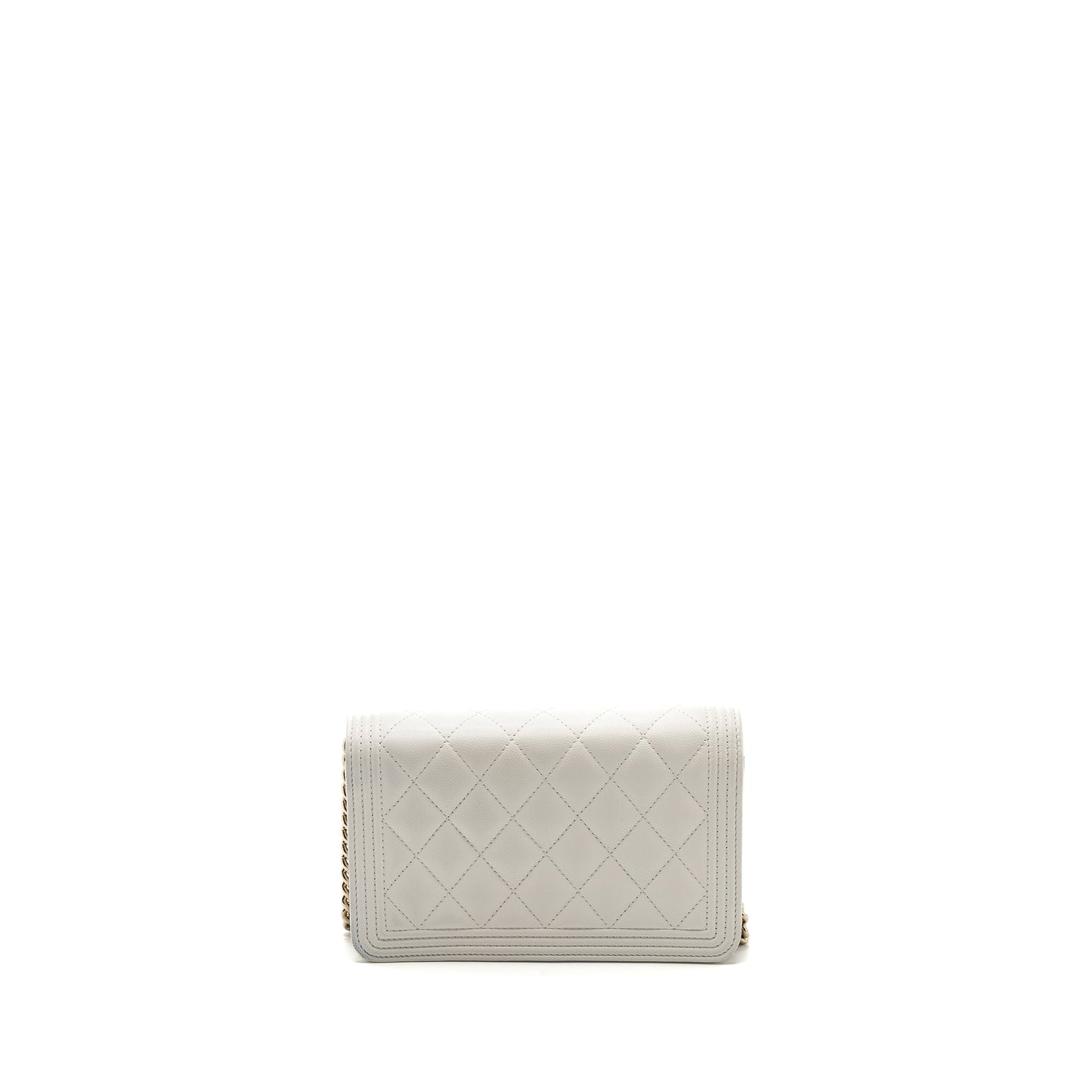 CHANEL BOY WALLET ON CHAIN CAVIAR WHITE L (Microchip)