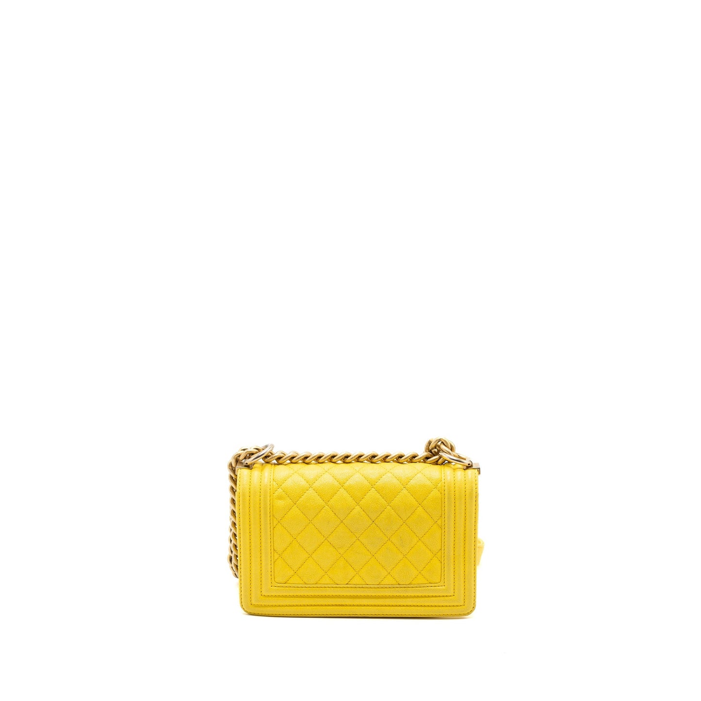 Chanel Small Boy Bag Grain Calfskin Yellow