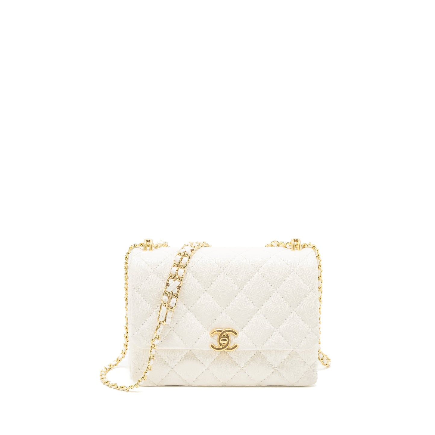 Chanel 21K Coco First Caviar White Brushed  (Microchip)