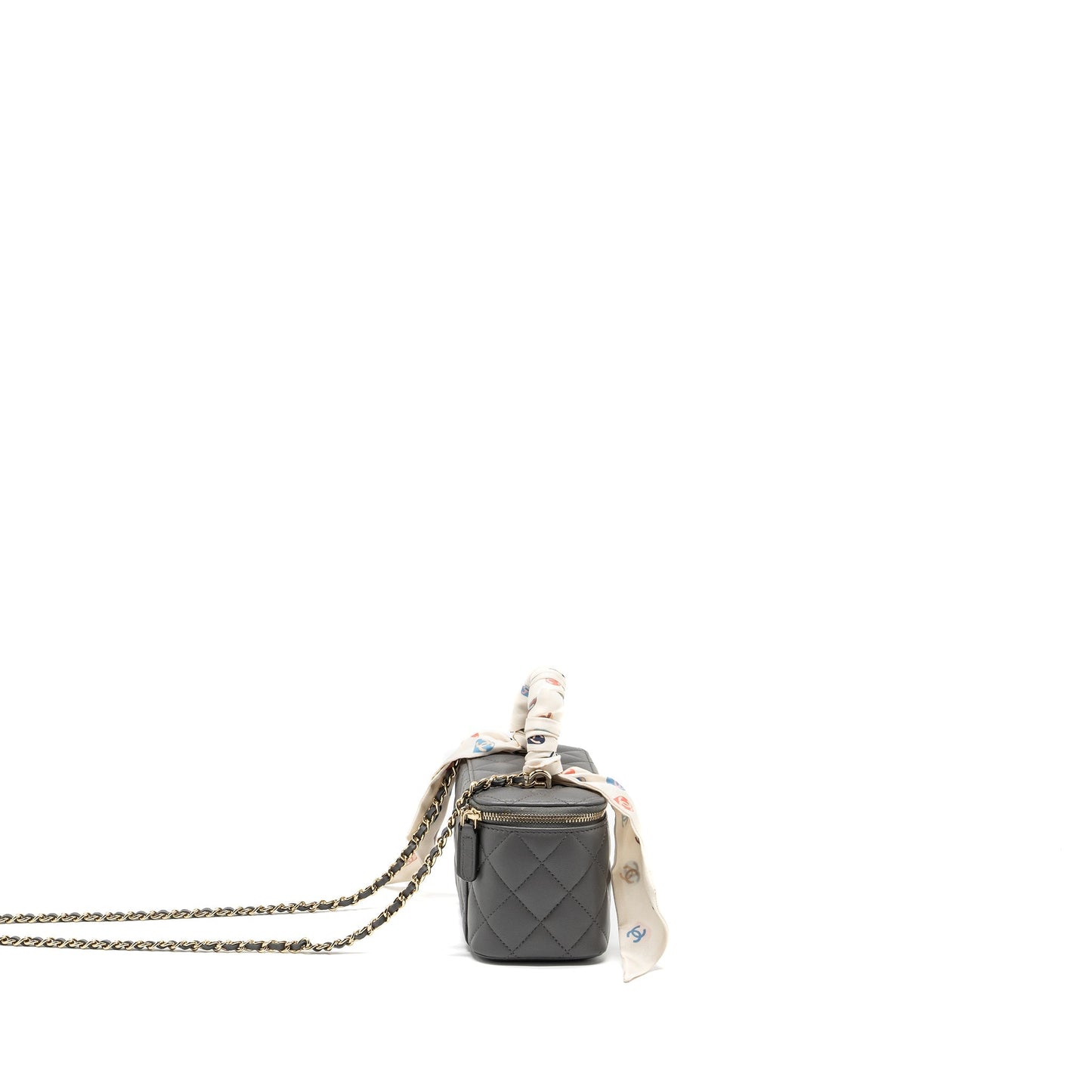 Chanel long vanity case lambskin grey L (microchip)