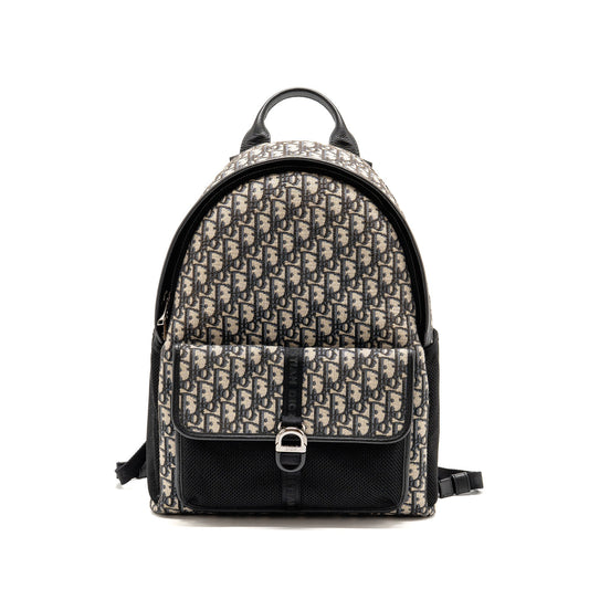 Dior men’s backpack dior oblique canvas / calfskin blue / black