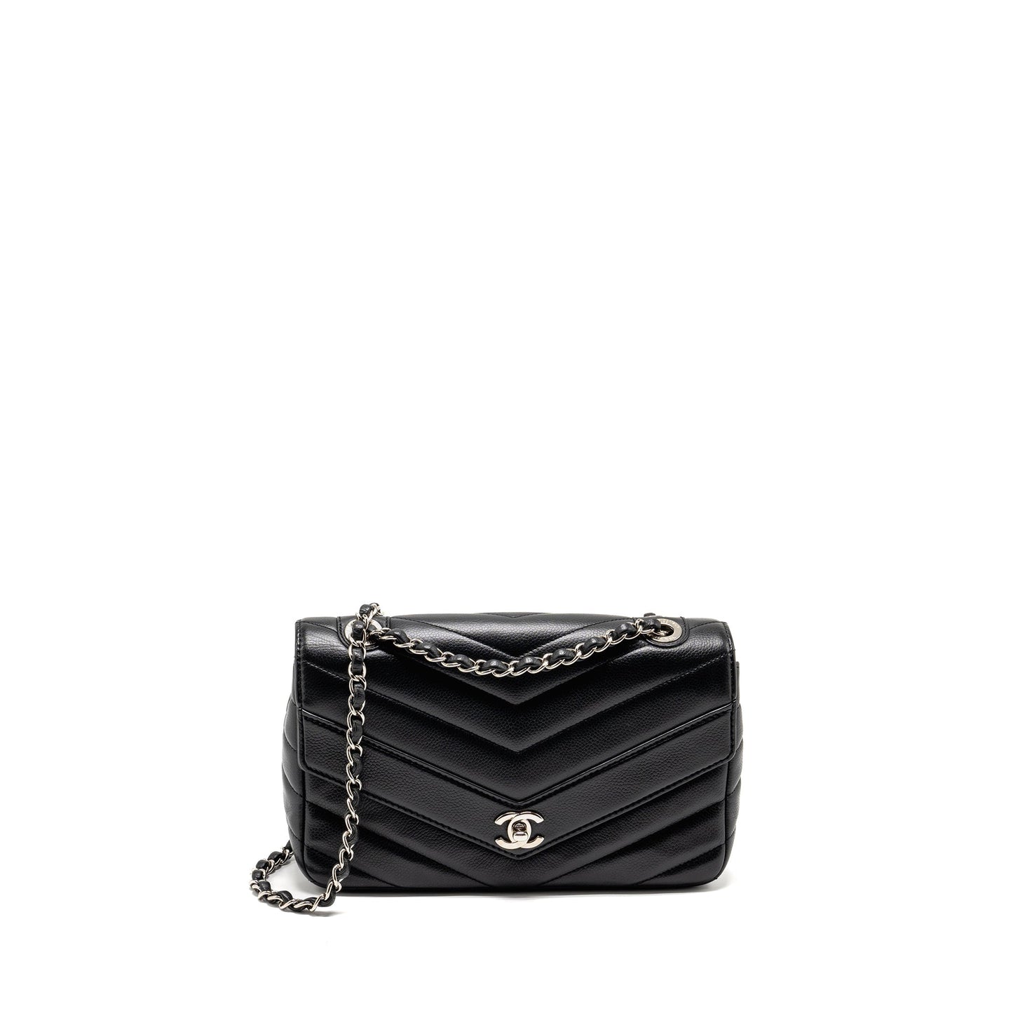 Chanel Envelop Flap Bag Chevron Caviar Black
