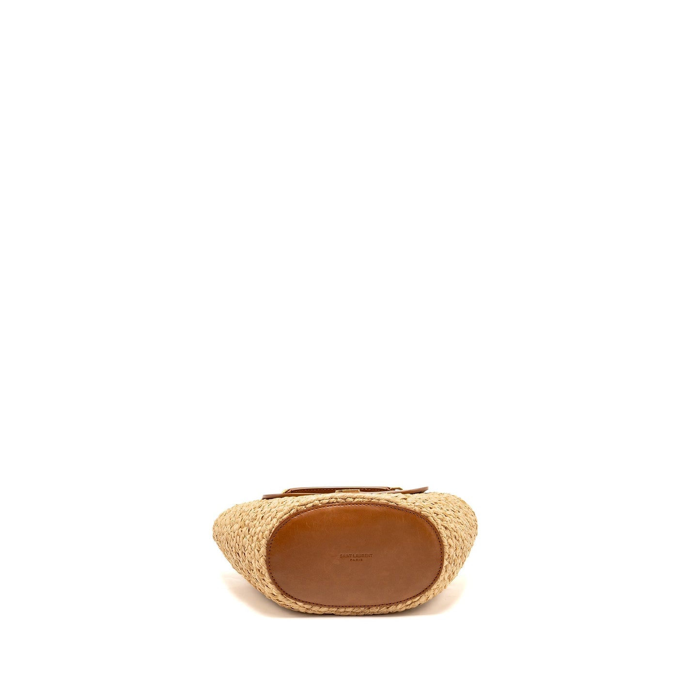 Saint Laurent Mini basket Purse Raffia/Calfskin leather Brown